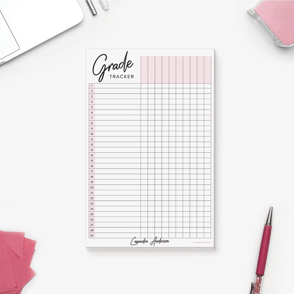 Teacher Grade Book & Student Progress Tracker - 5.5x8.5 Inch Homeschool Planner with 50 Personalized Sheets for Classroom & Distance Learning