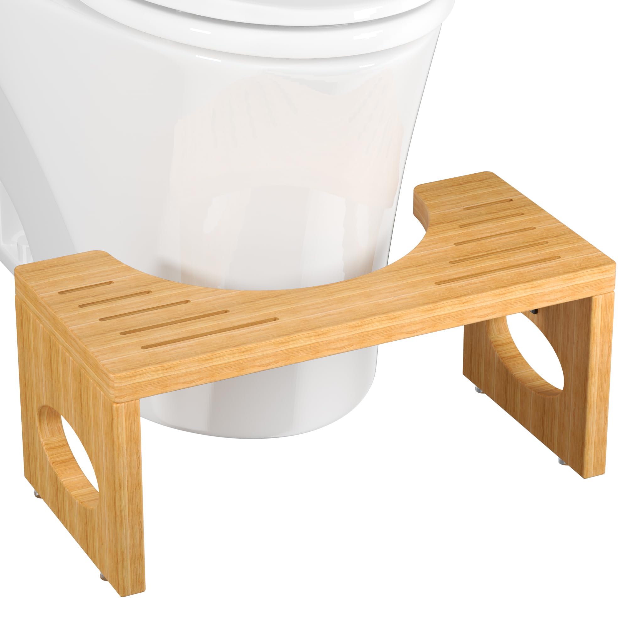 7 Inch Foldable Bamboo Toilet Stool - Natural Wood Squat Stool for Bathroom, Foot Rest for Better Pooping Posture | Portable Step Stool for Adults & Kids, Space-Saving Bathroom Accessory (Use for Squatting, Foot Elevation, Kids Step Stool)