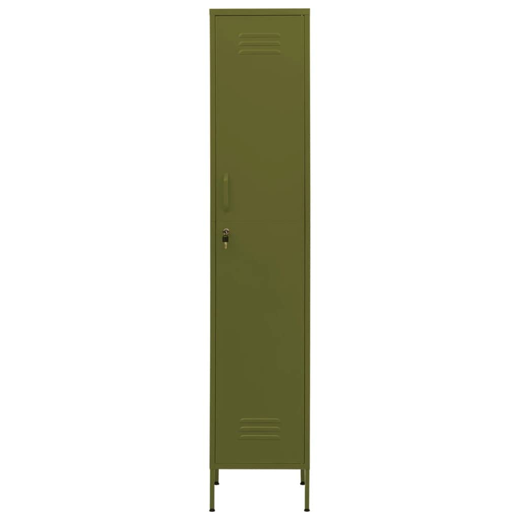 Olive Green Steel Storage Cabinet - 13.8x18.1x70.9 Inch Lockable Metal Cupboard for Garage, Office & Home Organization | Heavy-Duty Floor Cabinet with Secure Doors for Tools, Files & Supplies