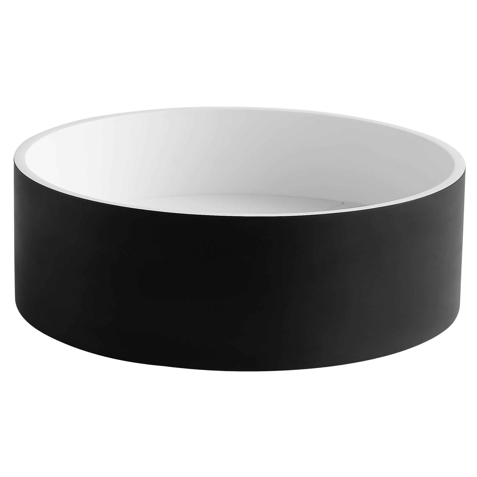 Ancona Round Pure Acrylic Stone Vessel Bathroom Sink - Matte White & Matte Black - Modern Vanity Sink for Bathroom Remodeling & Luxury Home Decor