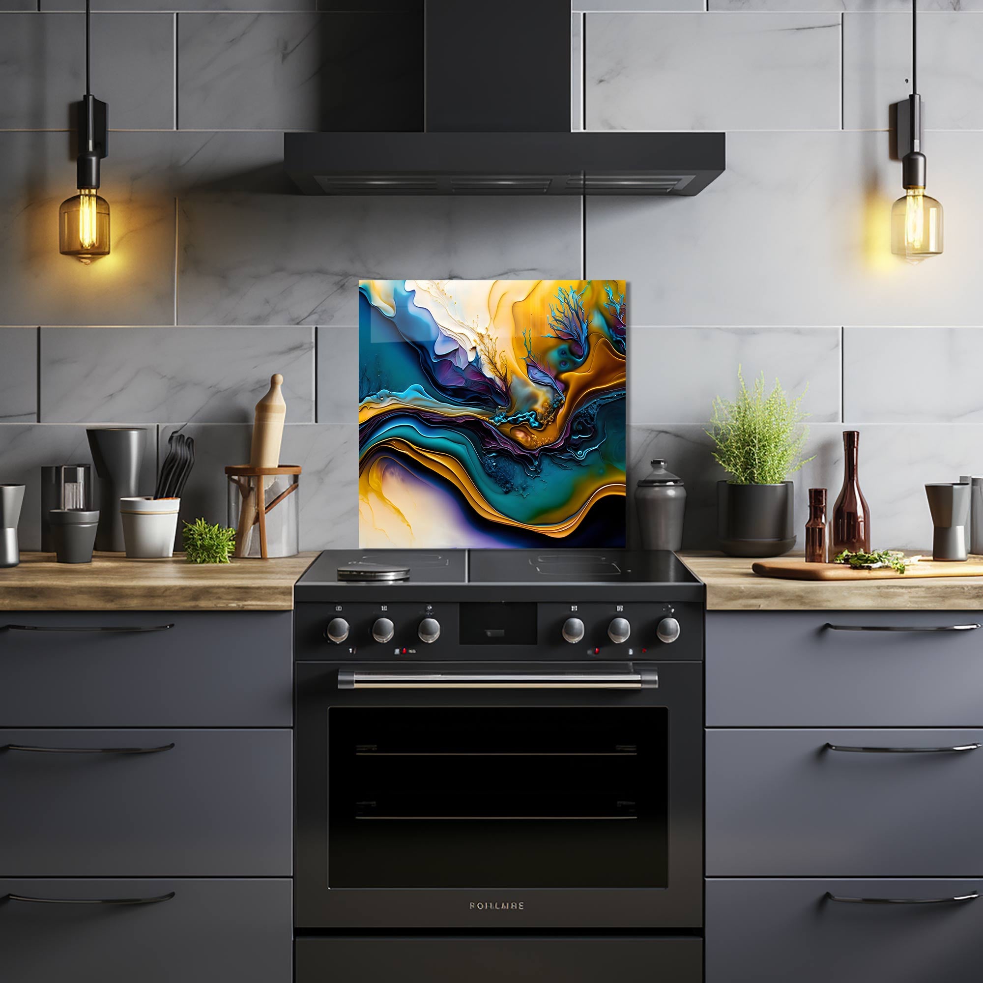 Abstract Brushes II Glass Splashback - Modern Kitchen Backsplash & Bathroom Wall Panel - Perfect for Home Decor & Interior Design