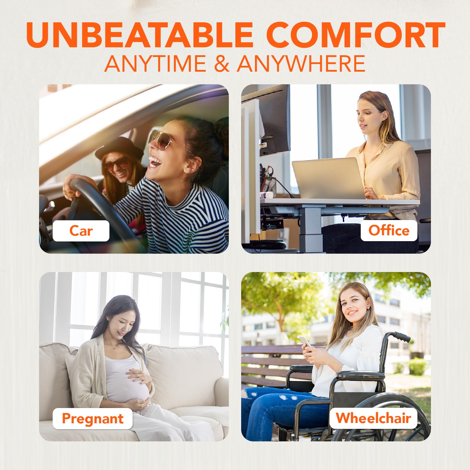 Premium Memory Foam Car Seat Cushion - Ergonomic Support for Long Drives, Back Pain Relief - Comfortable Gray Auto Cushion for Office Chair, Truck, Commuting & Road Trips