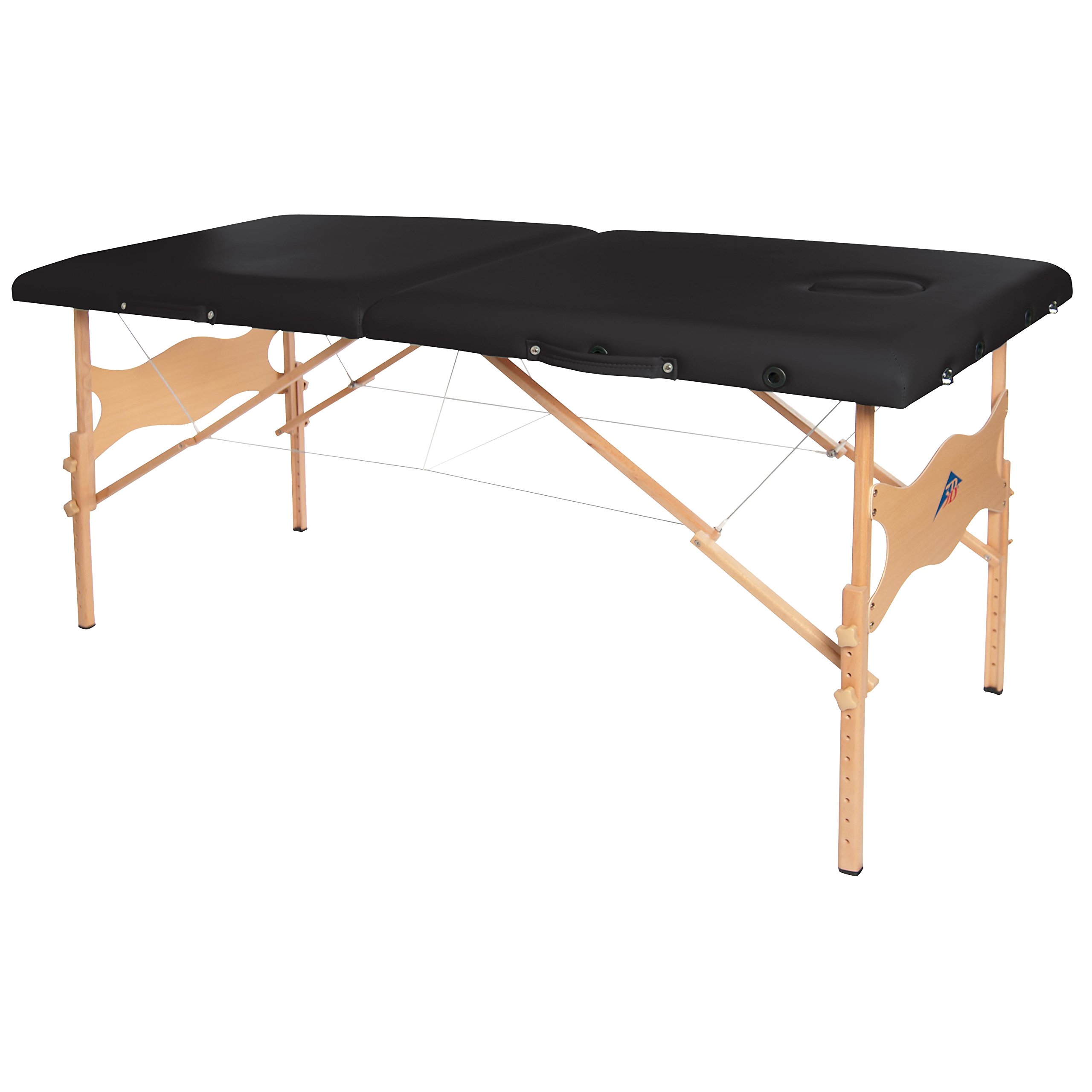 3B Scientific W60601BK Professional Portable Massage Table - Adjustable Height, Durable Black Vinyl for Therapists, Home Use, Spa & Clinic Sessions