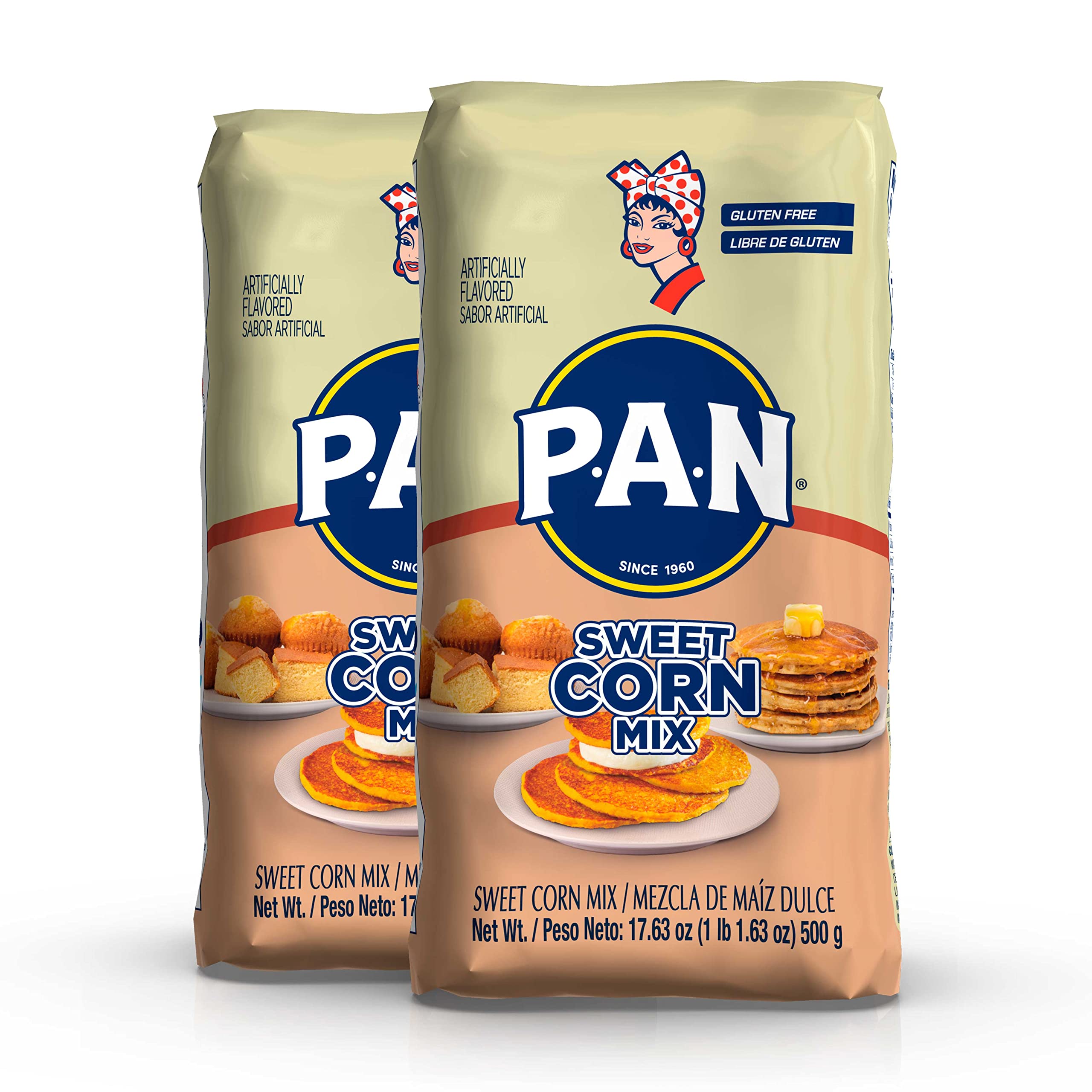 P.A.N. Sweet Corn Mix – Gluten Free Cornmeal for Cachapas & Arepas (1.1 lb, Pack of 2) – Perfect for Venezuelan & Colombian Recipes, Breakfast & Snacks