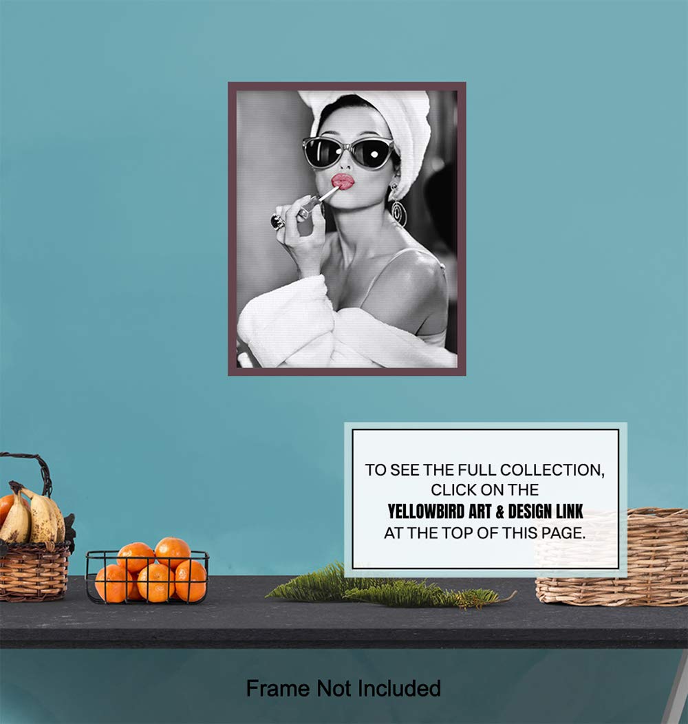 Audrey Hepburn Wall Art - Glam Bathroom Decor for Women & Teens - Home & Powder Room Decor