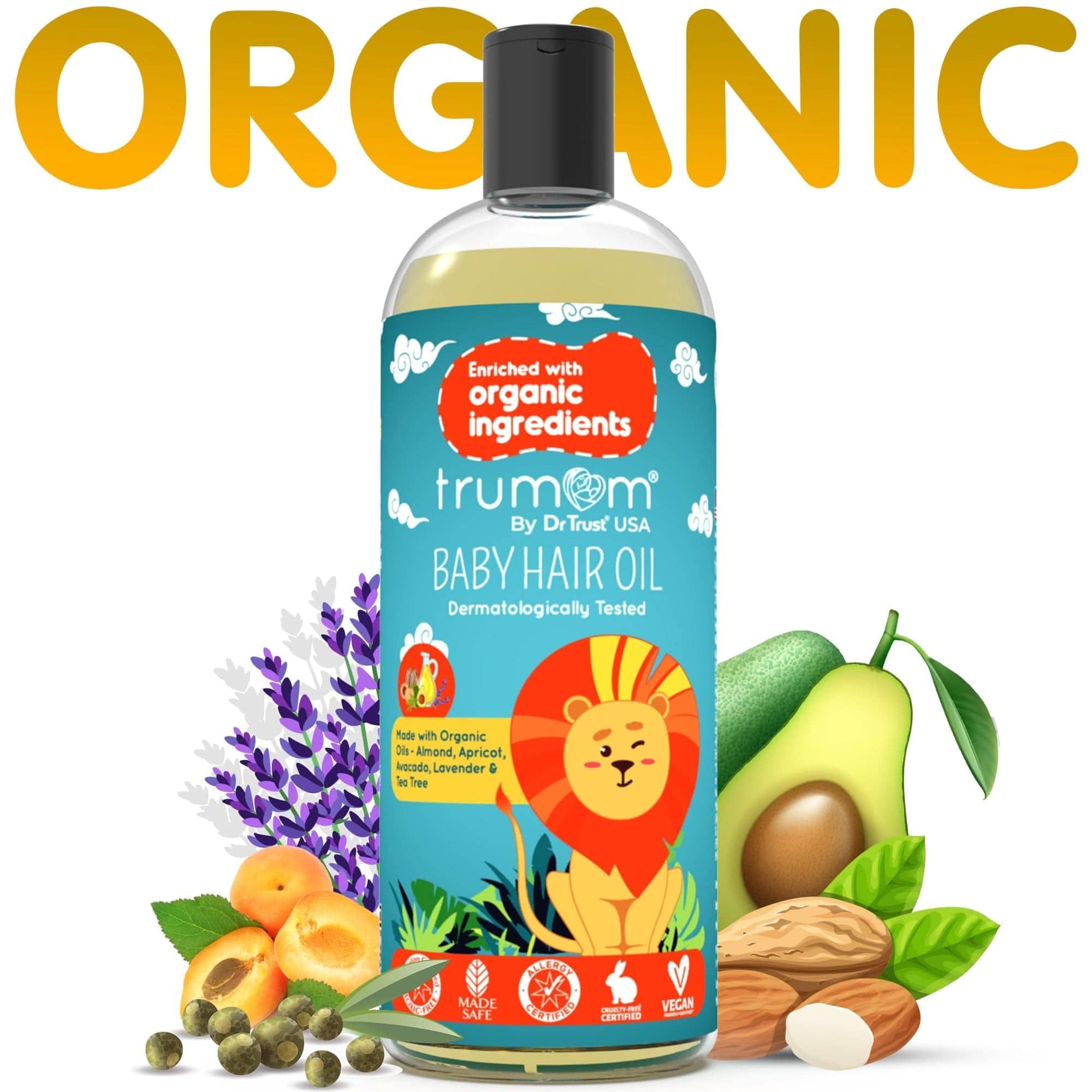 Trumom USA Organic Hair Oil for Growth & Shine - 100ml Natural Hair Treatment with Argan & Coconut Oil - Expires May 2024 - Perfect for Daily Hair Care & Scalp Massage