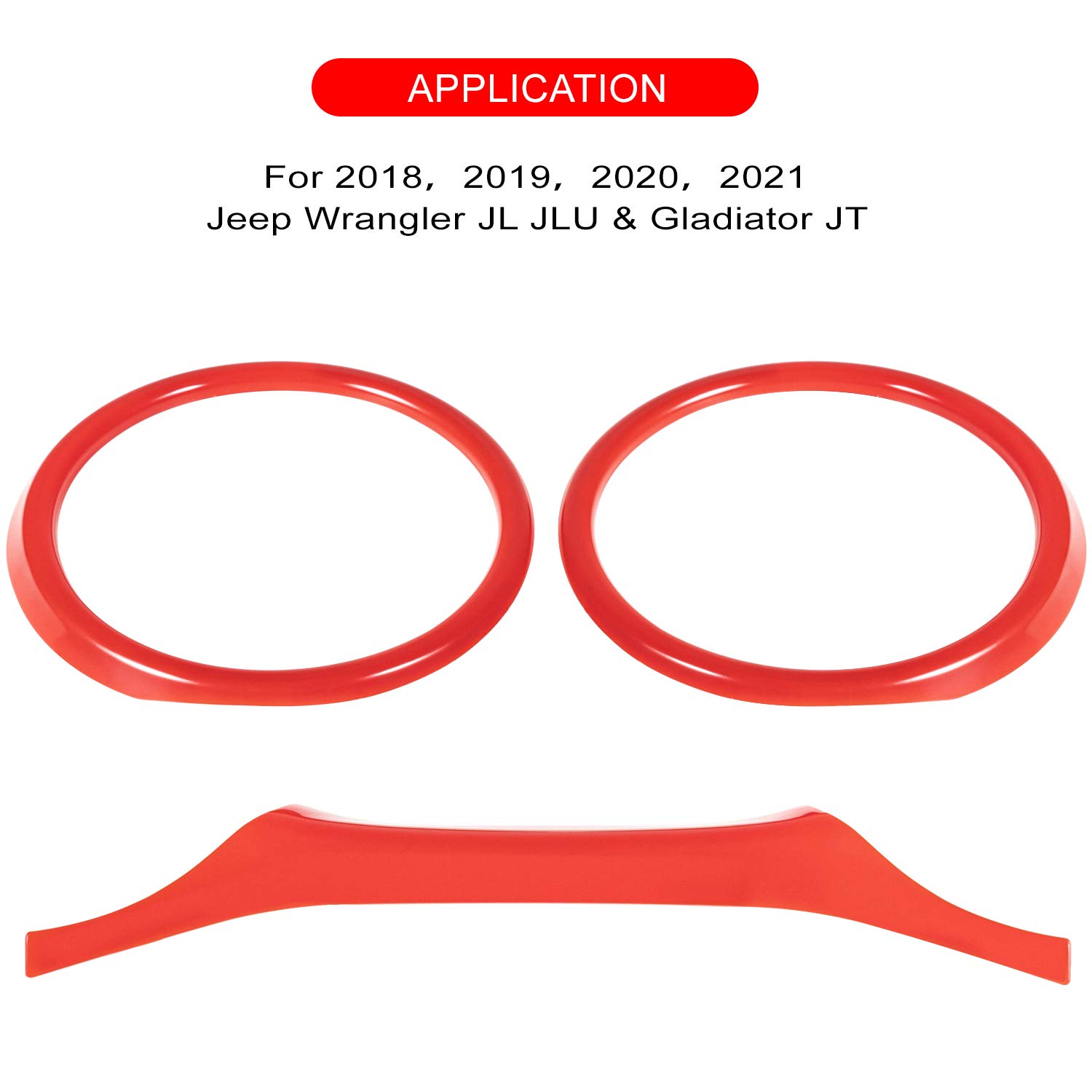 Bonbo Red Dashboard Panel Trim Cover for 2018-2023 Jeep Wrangler JL JLU & Gladiator JT - Interior Accessories Frame Upgrade - Perfect for Off-Roading & Custom Car Styling