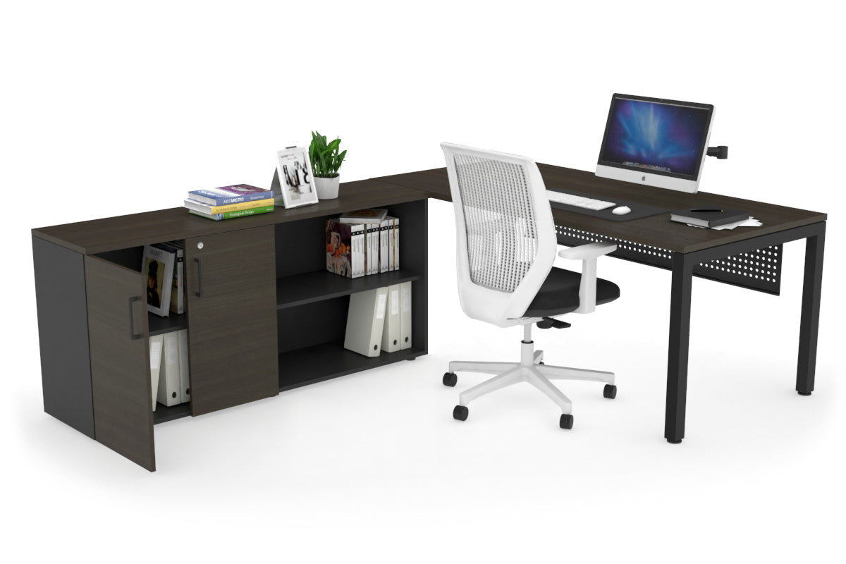 Quadro Square Executive Black Frame Office Desk [1800L x 700W] - Modern Workspace Solution for Home & Business Offices