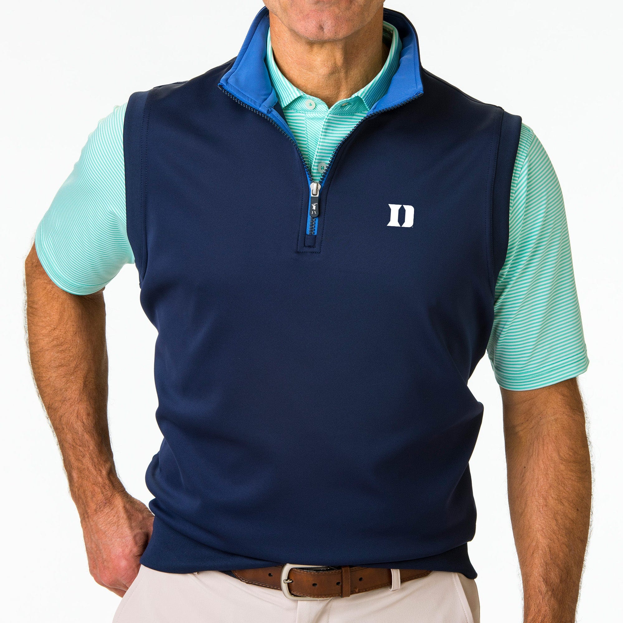 Duke University Blue Devils Caves Solid Quarter Zip Vest - Men's Lightweight Fleece Pullover for Casual Wear & Outdoor Activities