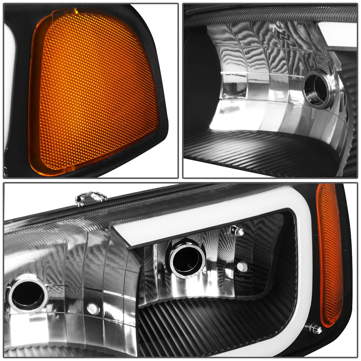 Auto Dynasty LED DRL Headlights for 1999-2007 GMC Sierra & Yukon XL - 4Pcs Set with Bumper Lamps - Perfect for Off-Road & Night Driving