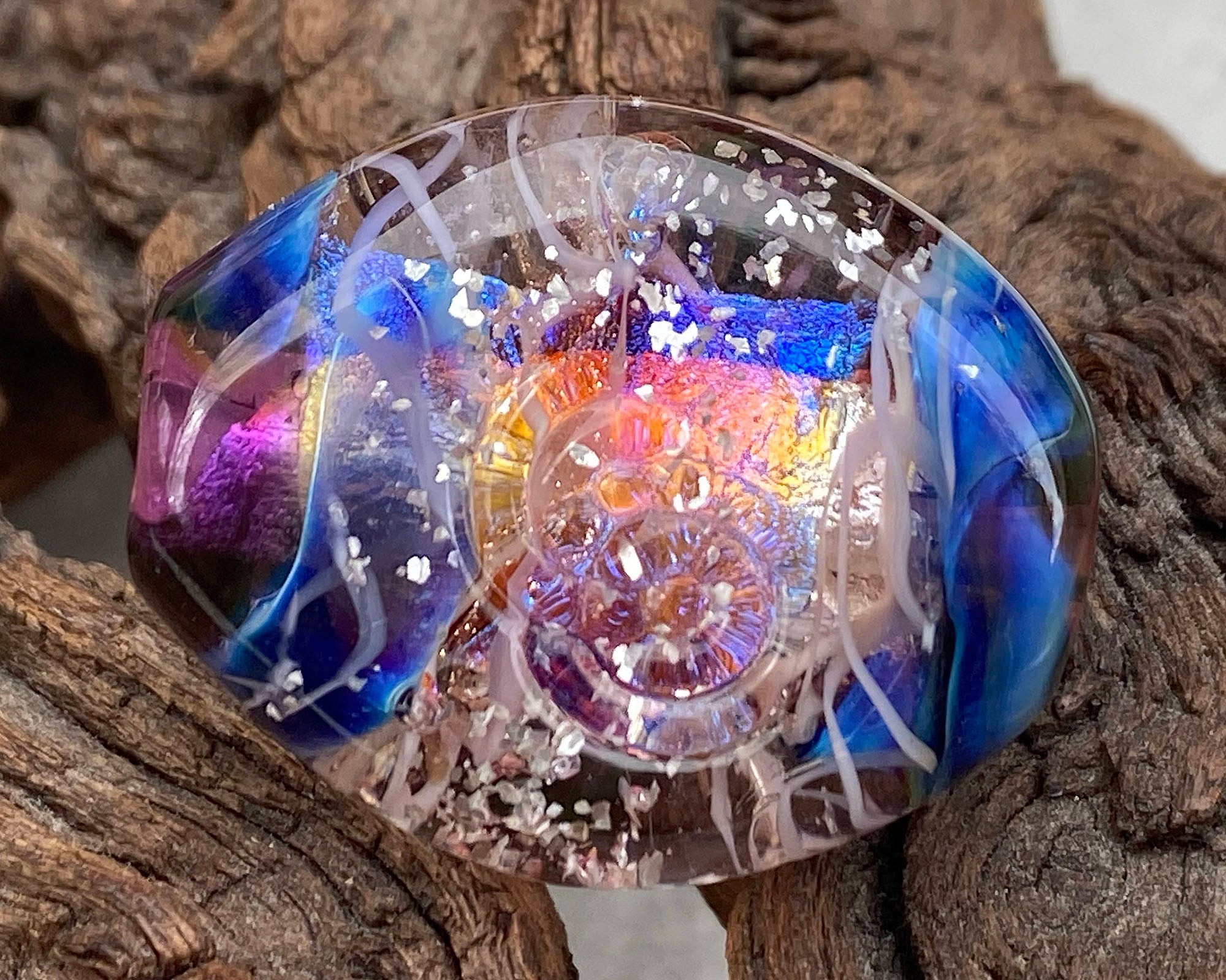Dichroic Glass Lampwork Focal Bead for Jewelry Making - Sunset Color Handmade Art Bead for Necklaces, Bracelets & DIY Crafts | Perfect for Beaders and Jewelry Designers