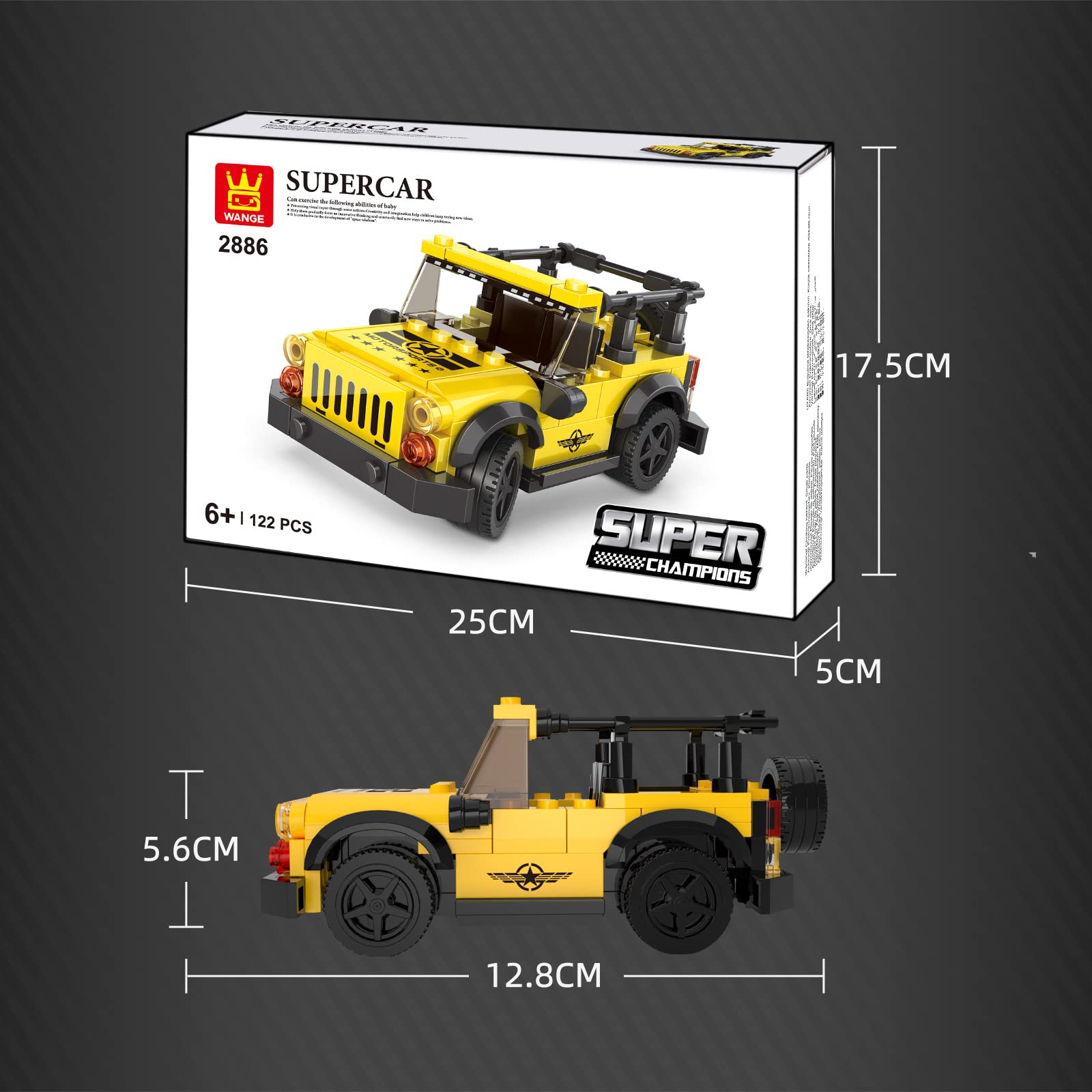 Wange Supercar Building Blocks Toy Set - 122pcs Speed Champions Racing Car Model Kit, Collectible Sports Car for Kids & Adults - Perfect Gift for Birthday, Christmas & Playtime Fun