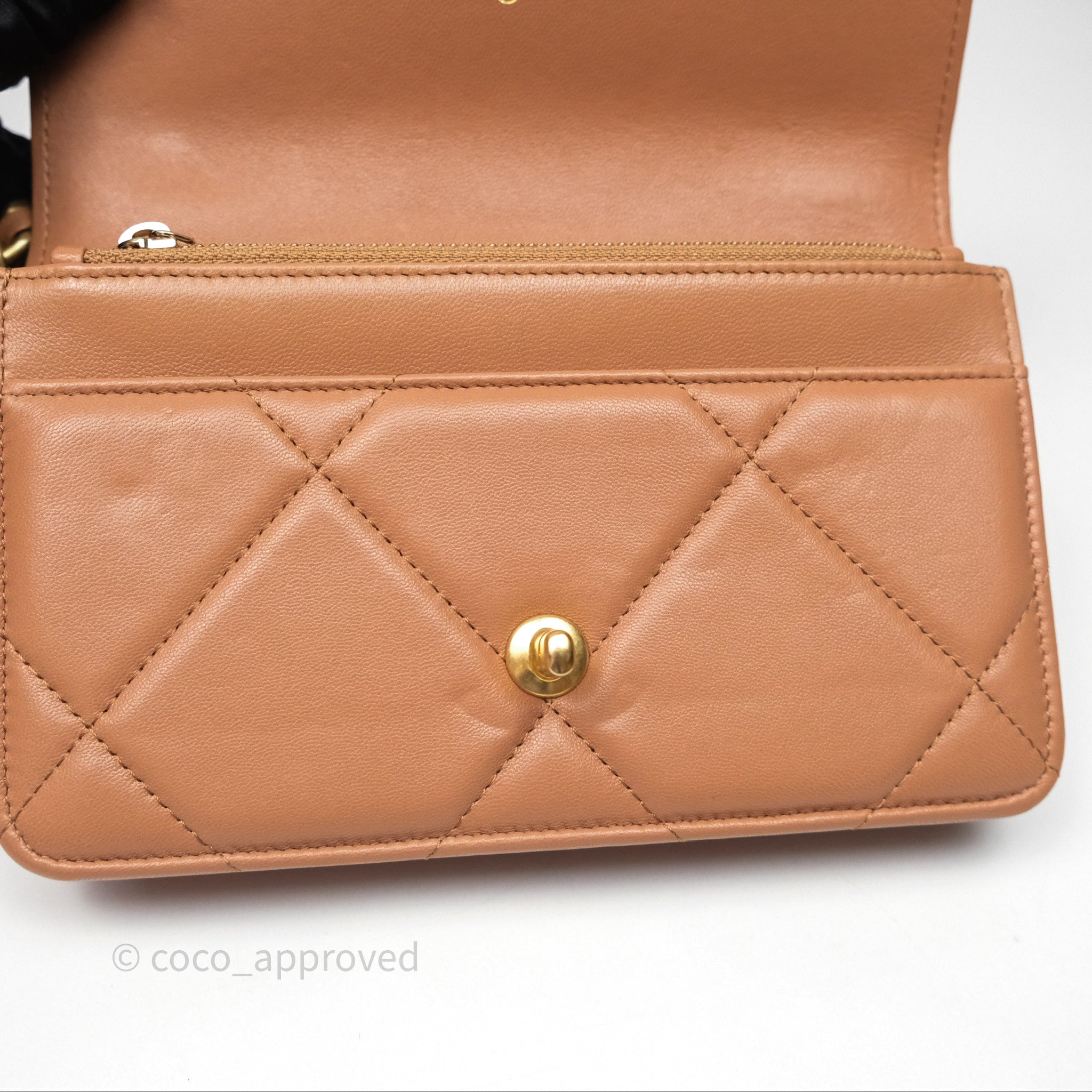 Chanel 19 Wallet on Chain WOC in Dark Beige Caramel Lambskin with Mixed Hardware - Perfect for Evening Events, Date Nights & Luxury Fashion Accessories