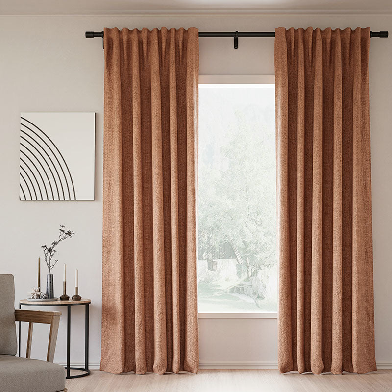 Blackout Curtains with Back Tab - 100% Linen, Memory Trained, Modern Rock Grey - Perfect for Bedroom, Living Room & Home Theater Light Blocking