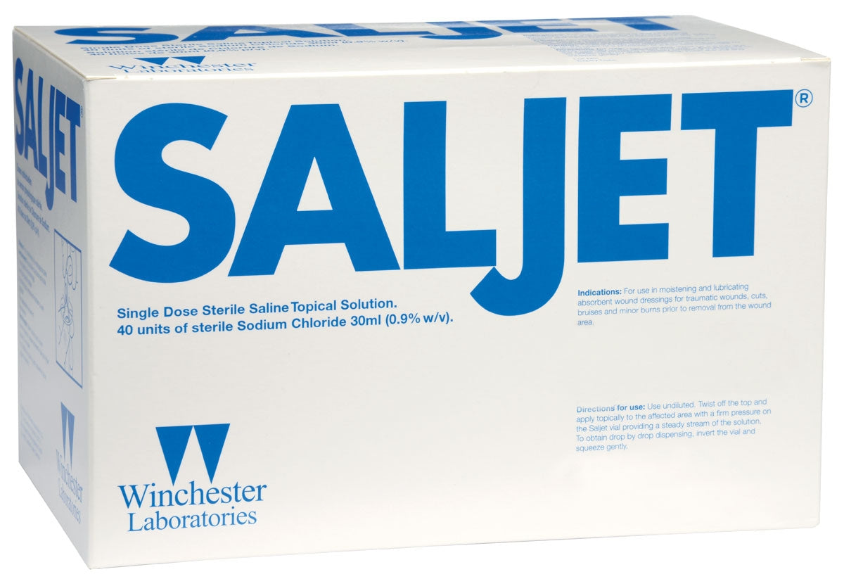 SALJET Saline Topical Solution 30ml (40/Box) - Sterile Wound Wash for First Aid, Eye & Nasal Irrigation | Medical-Grade Saline Solution for Wound Care, Contact Lens Rinse & Skin Irritation Relief