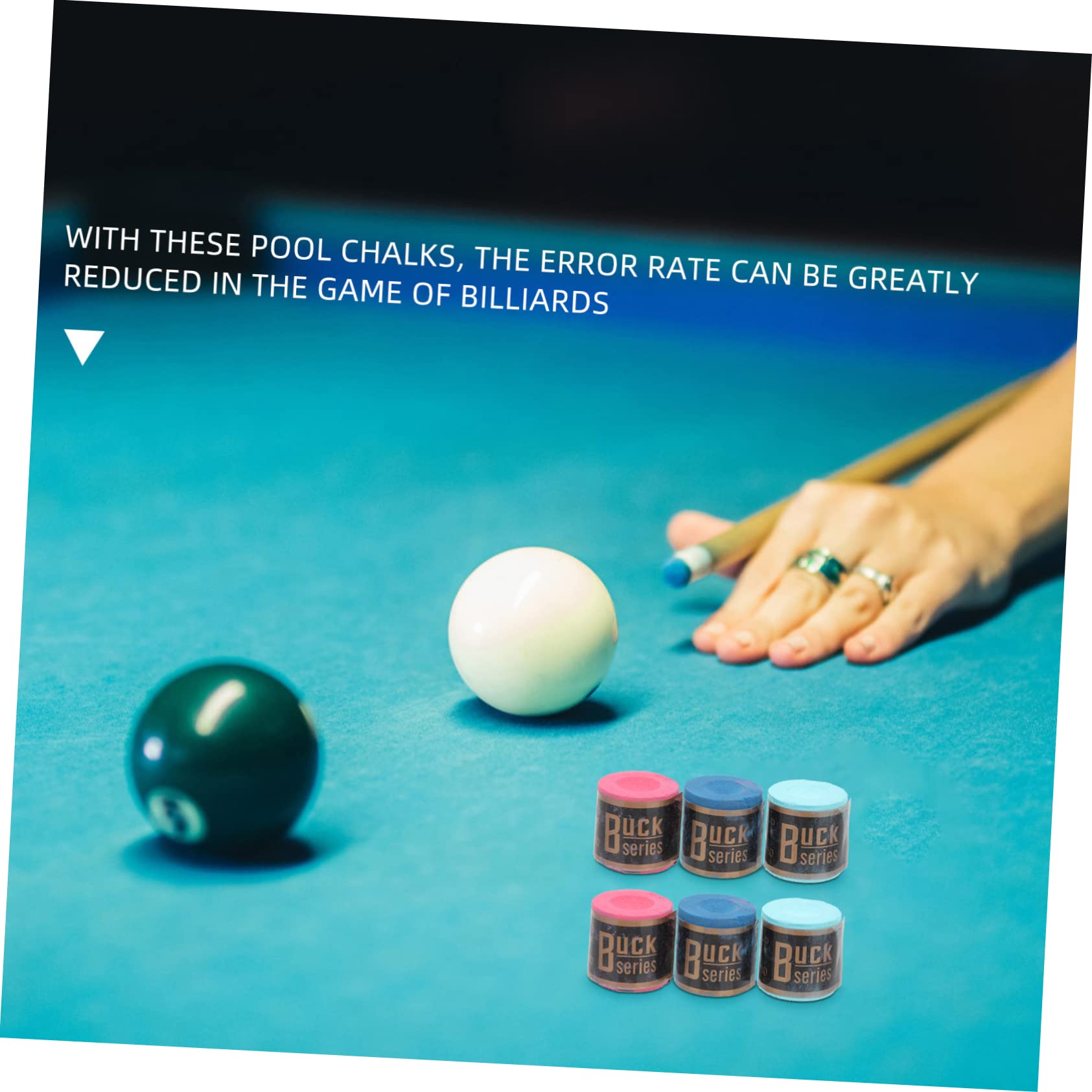 Outanaya 6-Piece Pool Cue Chalk Set - Premium Snooker & Billiard Chalk Powder for Pool Sticks - Perfect for Pool Tables, Bars, and Game Rooms
