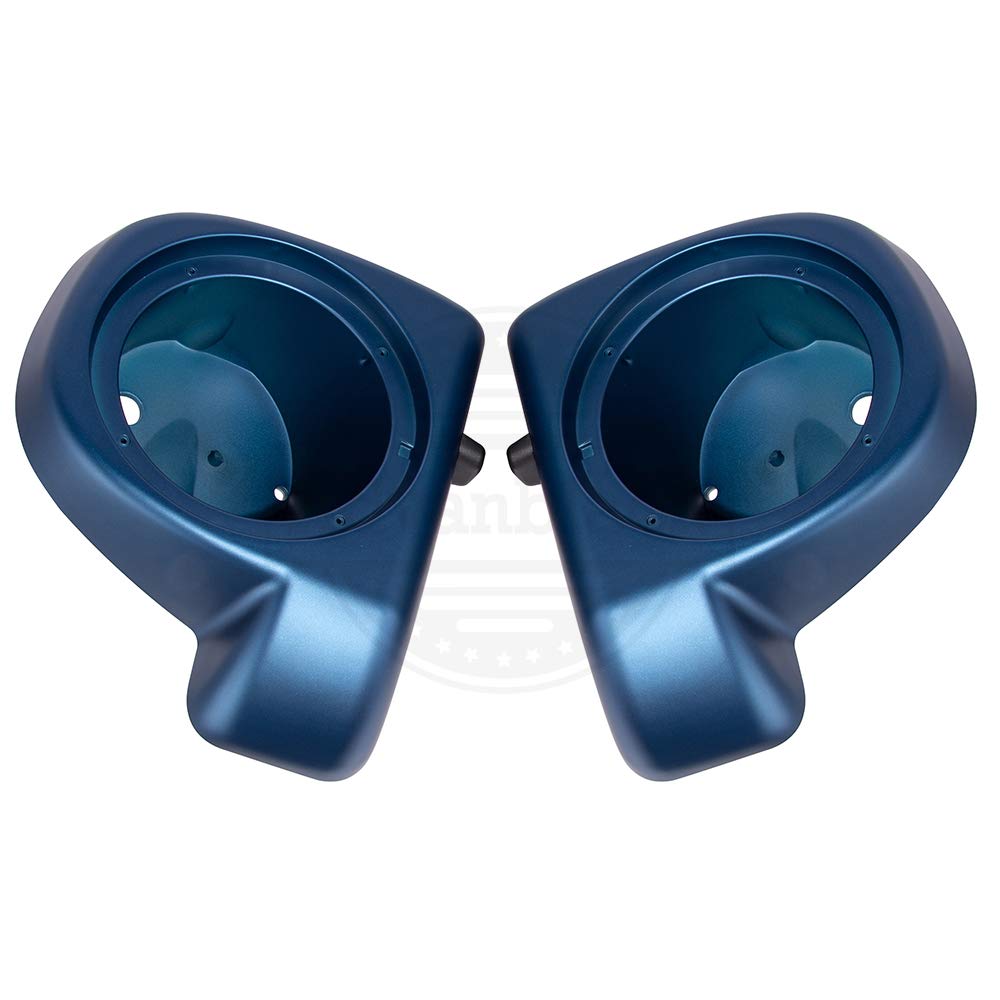 Moto Onfire Legend Blue Denim 6.5 Inch Speaker Box Pods for Harley Touring Motorcycles - Compatible with Lower Vented Fairings (2014-2020 Models) - Perfect for Road Trips & Custom Bike Upgrades