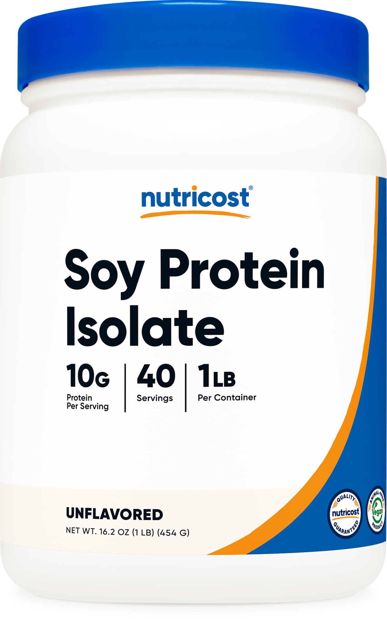 Nutricost Soy Protein Isolate Powder 1 LB - Unflavored Vegan Protein Powder, 10g Protein Per Serving, Non-GMO, Gluten Free for Smoothies, Baking & Post-Workout Recovery