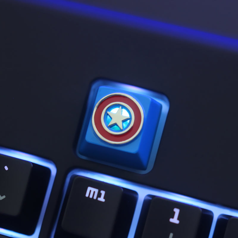 Marvel Avengers Captain America Mechanical Keyboard - Zinc Aluminum Metal Keycaps for Gaming & Typing | Perfect for MCU Fans & PC Enthusiasts