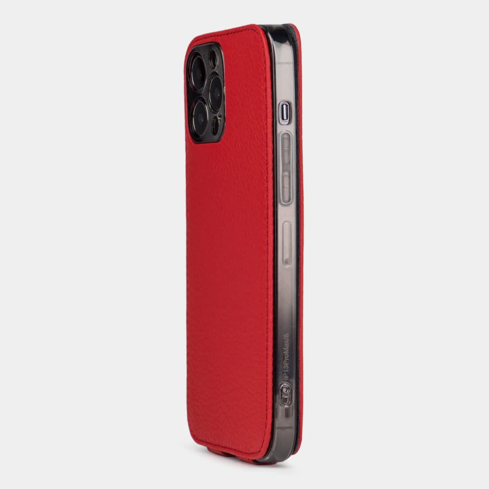 Premium Ultra Thin Leather Folio Case for iPhone 13 Pro - Patented French Design - Slim Protective Cover - [RED] - Perfect for Business & Travel Use
