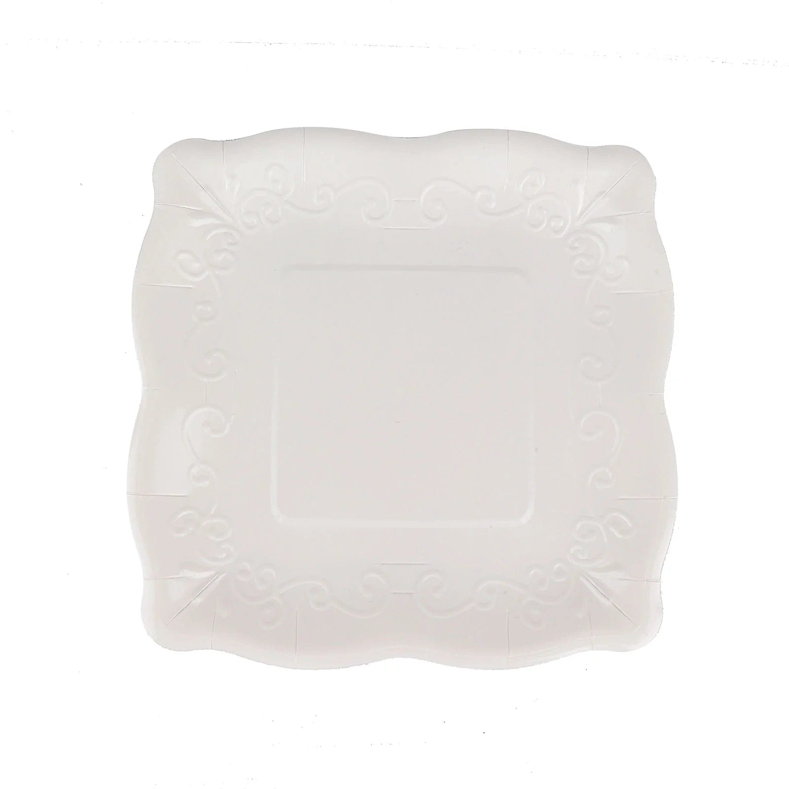 25 Pack Square Disposable Dessert Plates with Elegant Scroll Design - Perfect for Parties, Weddings, and Dinner Events