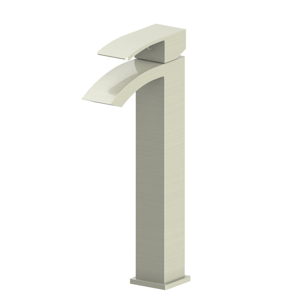 ZLINE Heavenly Single Handle Vessel Sink Bathroom Faucet in Brushed Nickel - Modern Waterfall Spout Design for Bathroom Vanity, Sink, and Washbasin | Perfect for Contemporary Home, Hotel, and Spa Decor