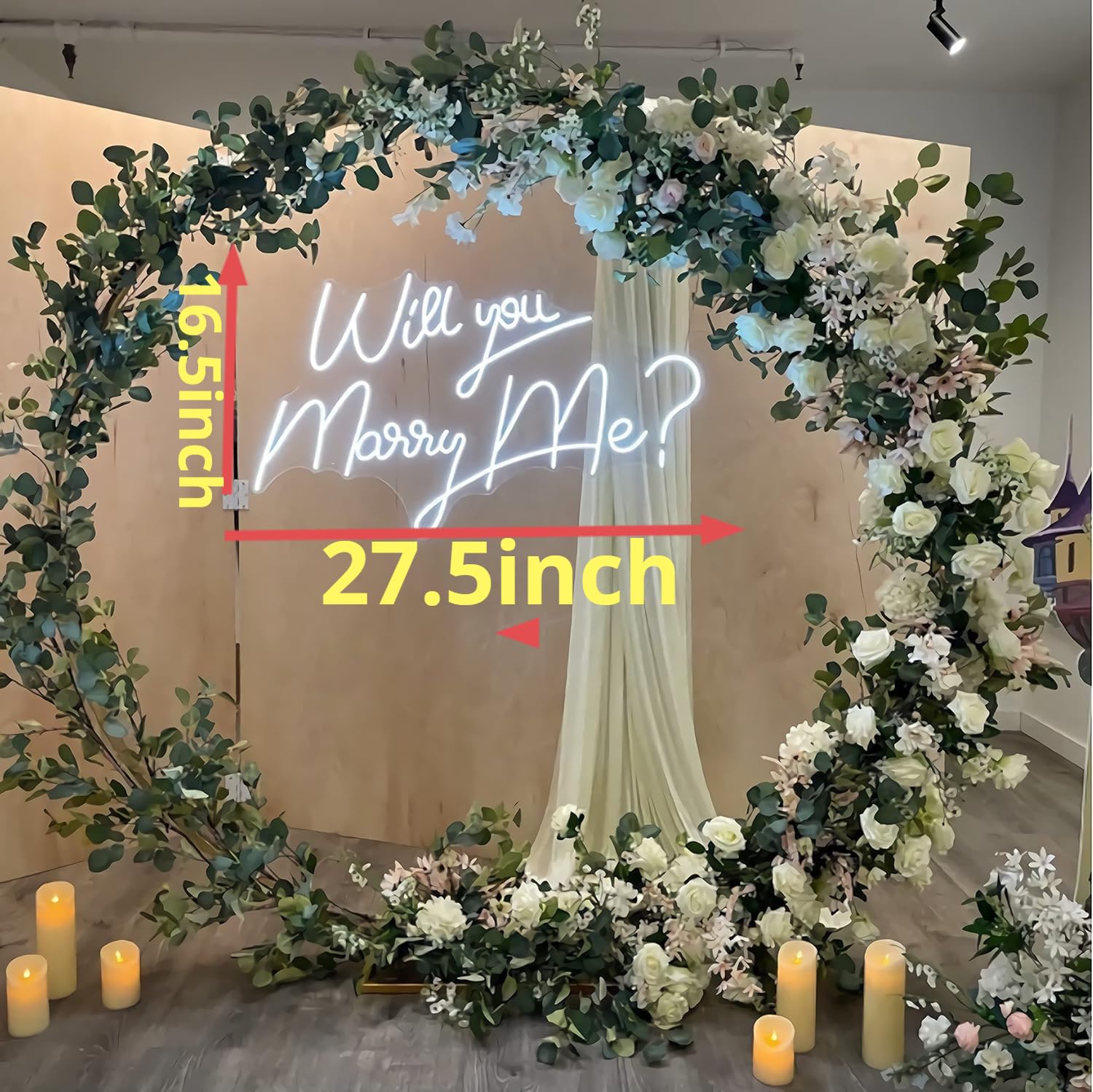 27.5 Inch Customizable 'Will You Marry Me?' Neon Sign with 12V Dimmer Switch - Romantic Wedding Wall Decor & Proposal Lighting for Bedroom, Party, and Special Events