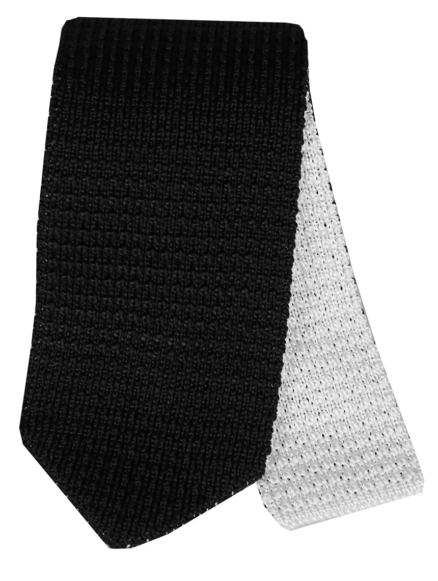 DÉCLIC Reversible Woven Tie for Men - Black & White Striped Necktie - Perfect for Business, Weddings & Formal Occasions