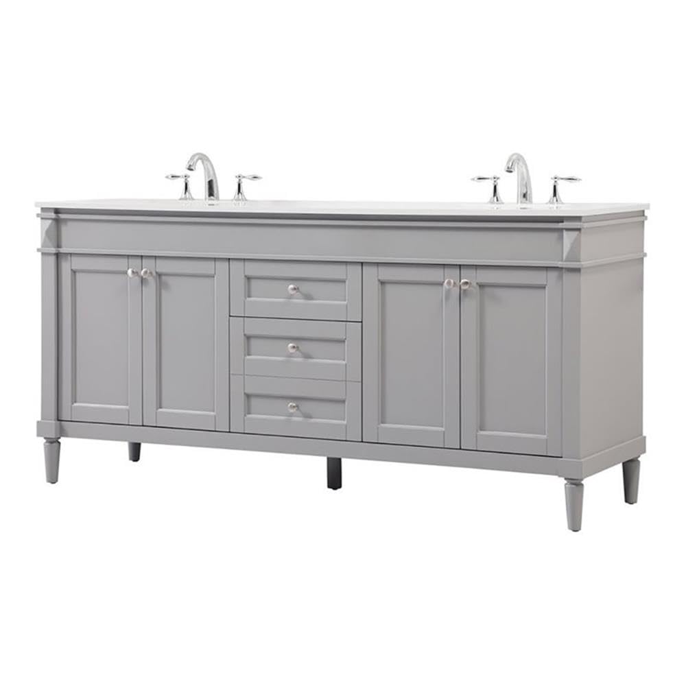 72 Inch Modern Double Bathroom Vanity with Under Sink Storage - Elegant Grey Bathroom Organizer Cabinet for Stylish Home Decor | Perfect for Small Bathrooms & Space-Saving Solutions