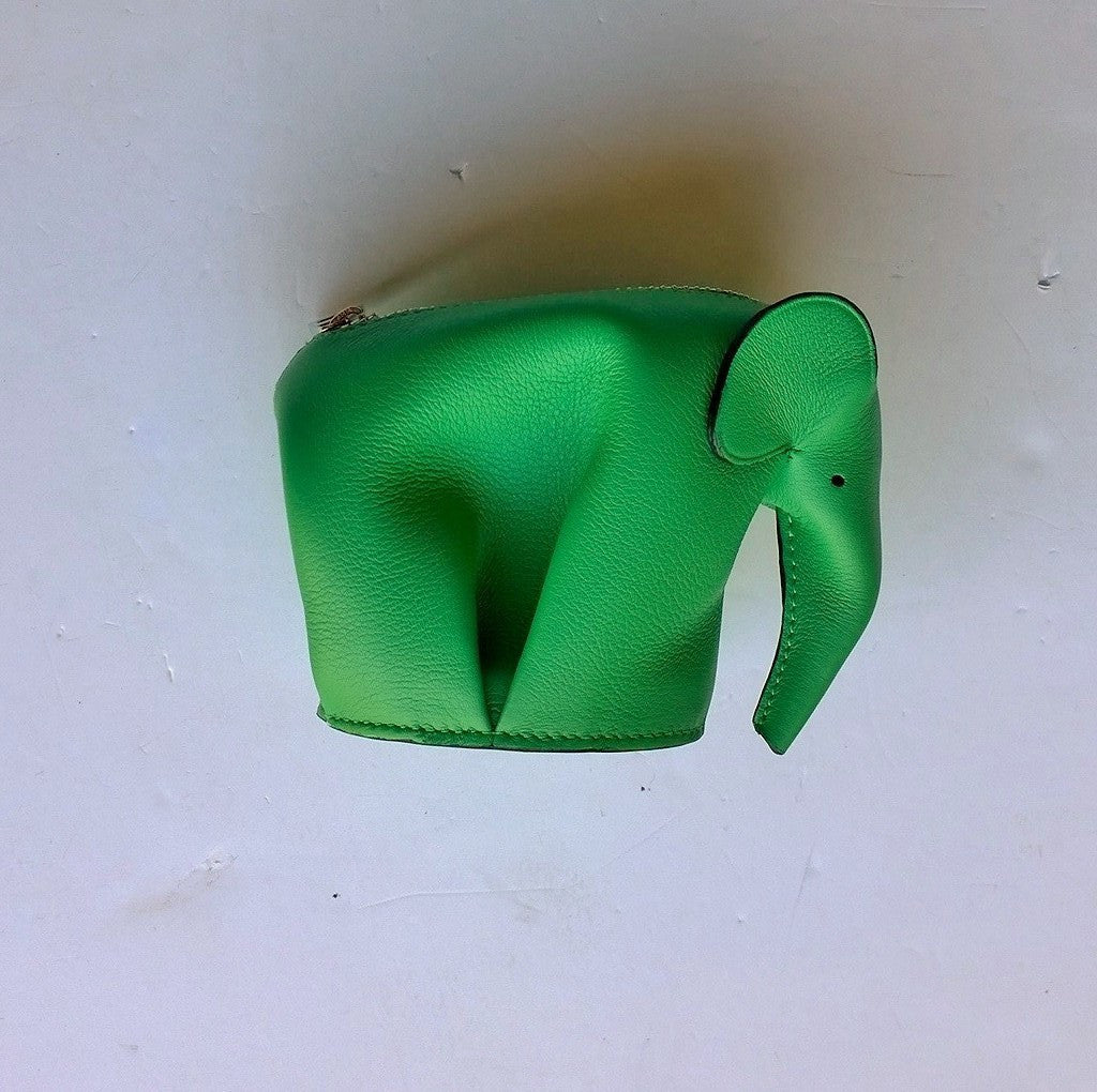 Loewe Green Leather Elephant Coin Purse - Stylish & Durable Wallet for Women & Men - Perfect for Travel, Gifts & Everyday Use