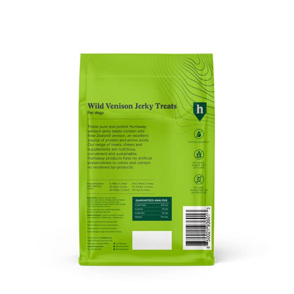 Premium Wild Venison Jerky Dog Treats - 4oz Natural Protein Snacks for Large & Small Breeds - High-Reward Training Treats & Healthy Chews for Active Dogs