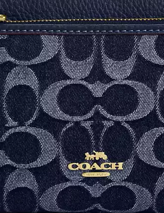 Coach Double Zip Wallet in Signature Denim - Stylish & Durable Leather Wallet for Women - Perfect for Everyday Use, Travel & Gift Giving
