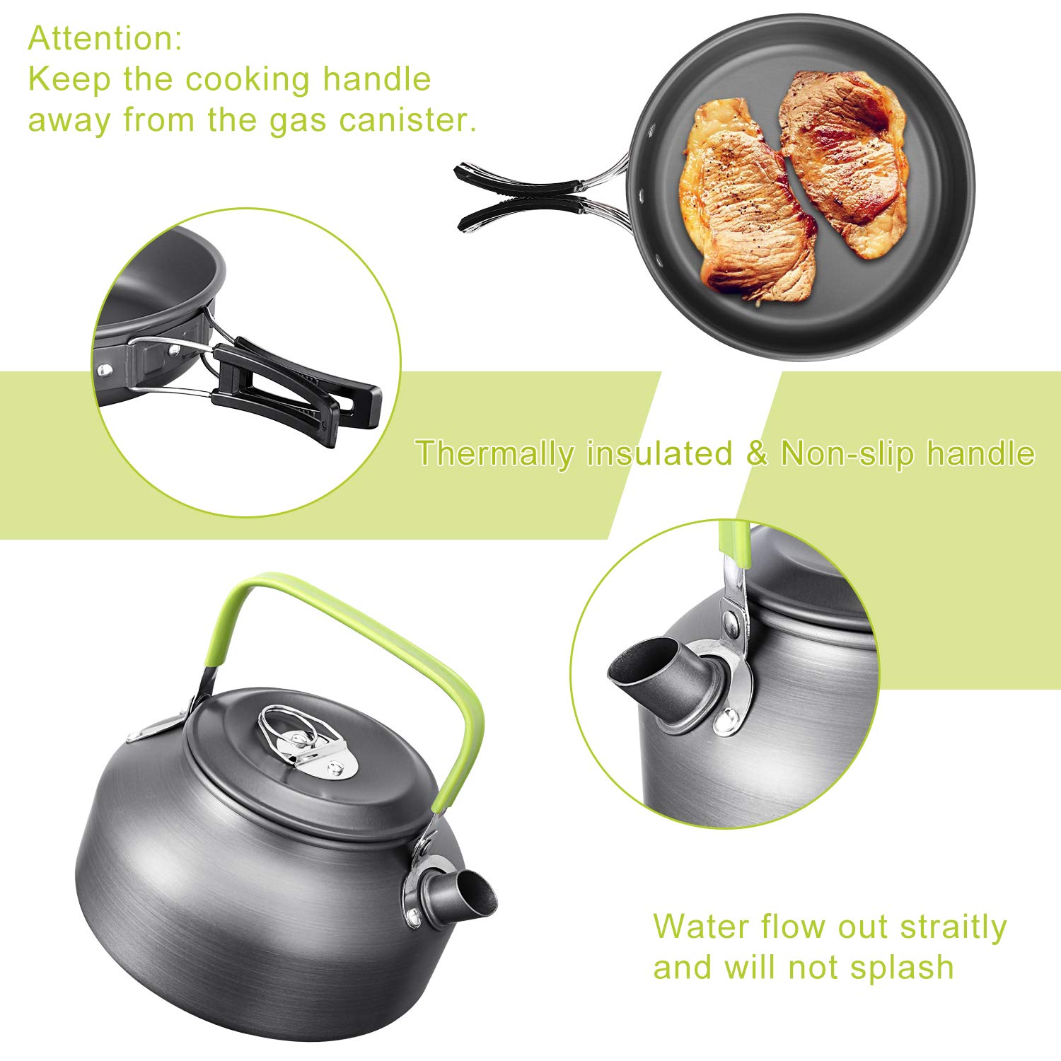 G4Free 19PCS Camping Cookware Set - Non-Stick Pot & Pan with Kettle, Stainless Steel Cups, Plates, Forks, Knives & Spoons - Lightweight Backpacking Gear for Hiking, Picnics & Outdoor Cooking Adventures
