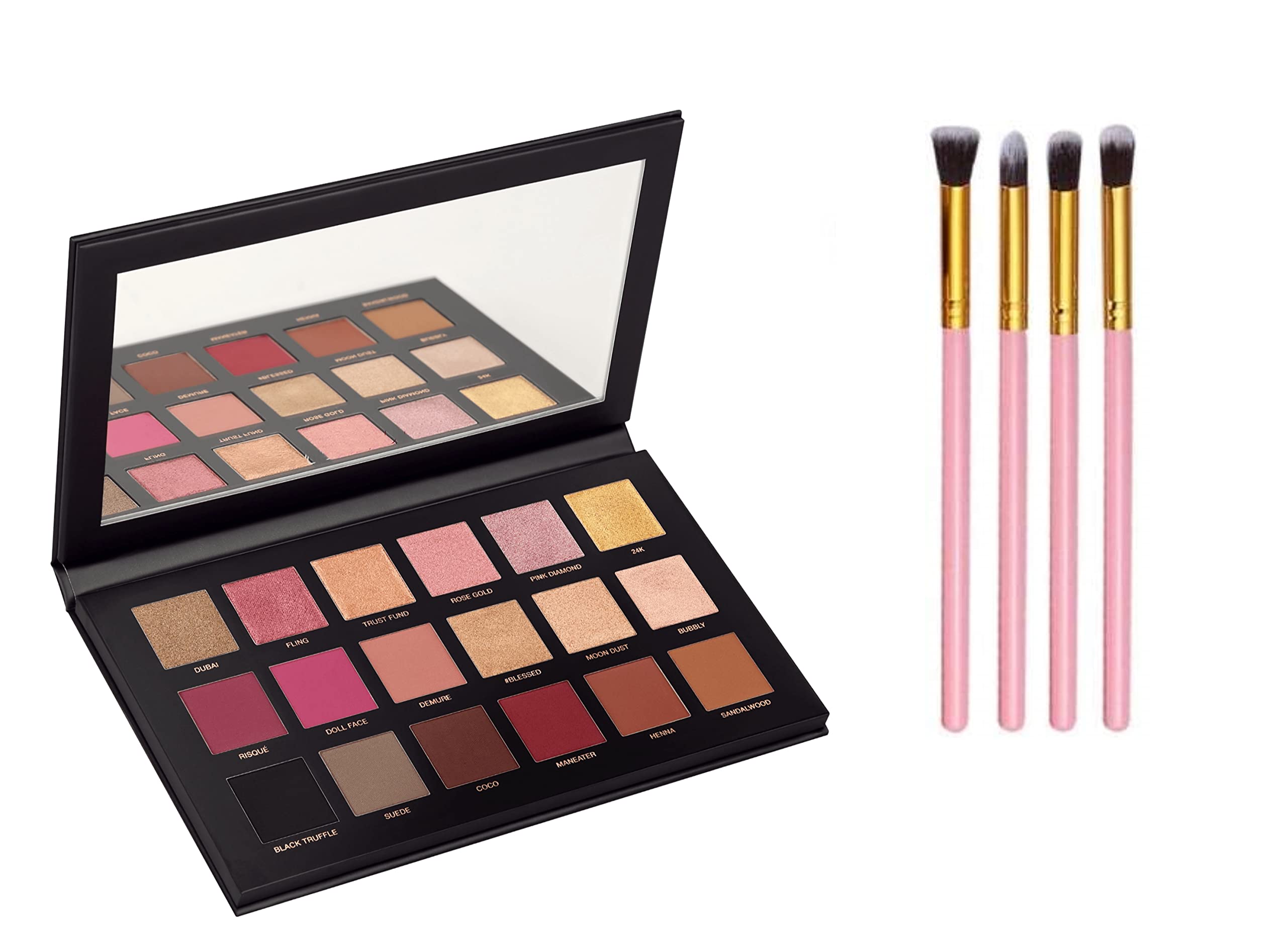 HUDA CRUSH BEAUTY Eyeshadow Palette with 4-Piece Brush Set - Rose Gold Remastered Edition, Highly Pigmented Eye Shadow Palette with Blending Brushes (Pink) | Perfect for Professional Makeup, Bridal Looks & Everyday Glam