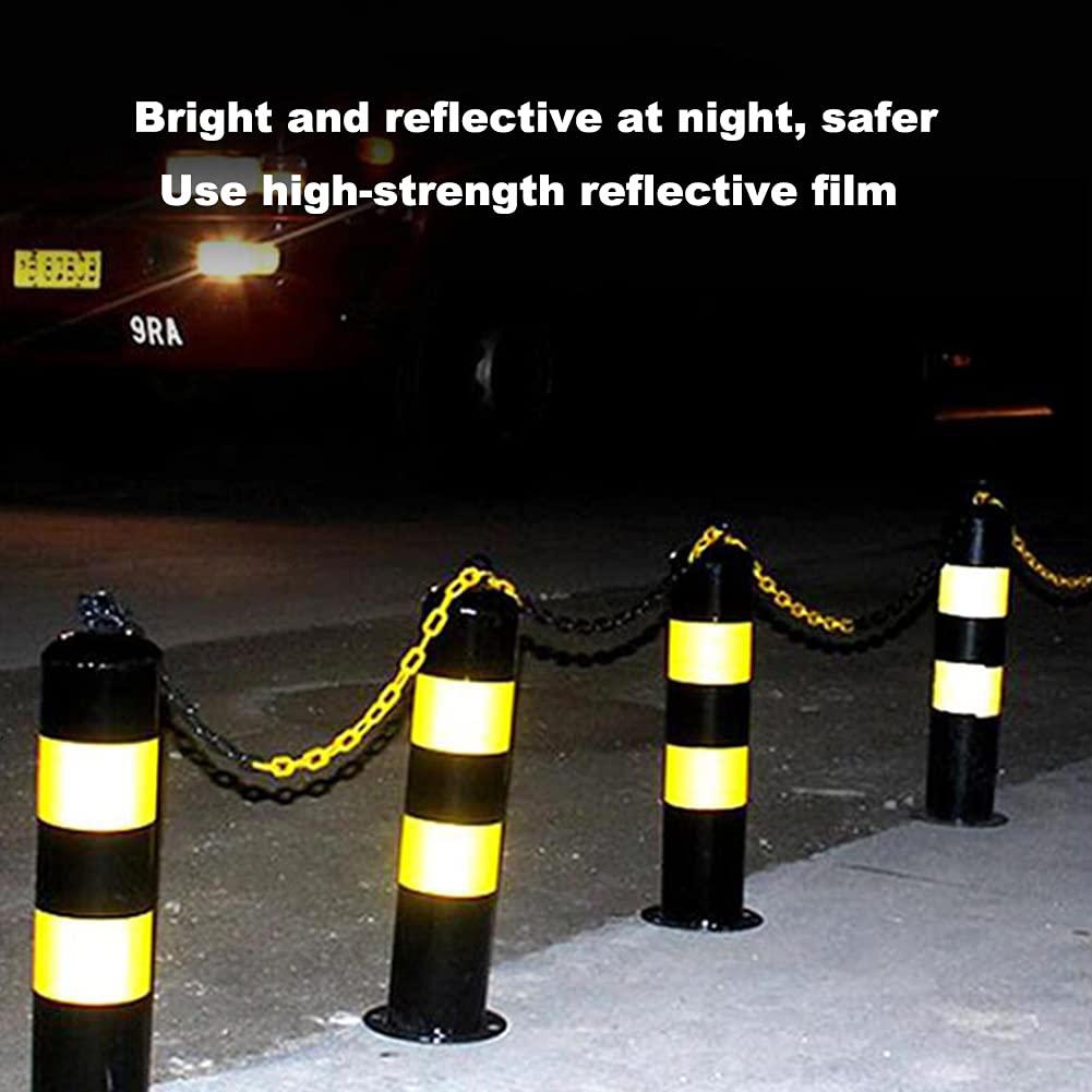 Heavy Duty Fixed Bollard Security Post - Reflective Parking Barrier for Driveway Safety - Durable & Easy to Install Bollard - Perfect for Parking Lots, Garages, and Commercial Properties