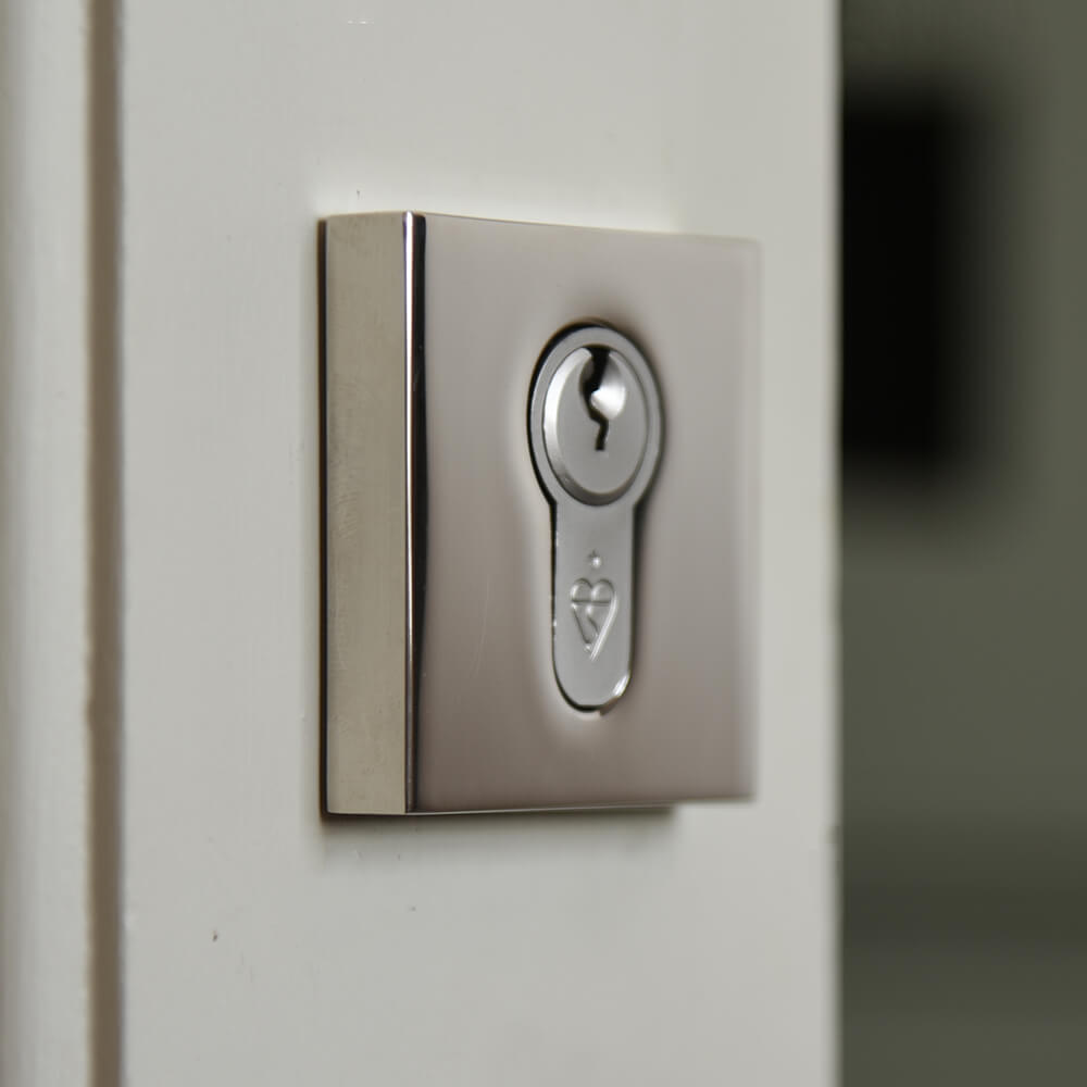 Polished Nickel Concealed Square Euro Escutcheon Plate - Modern Door Hardware for Bathroom & Bedroom Privacy
