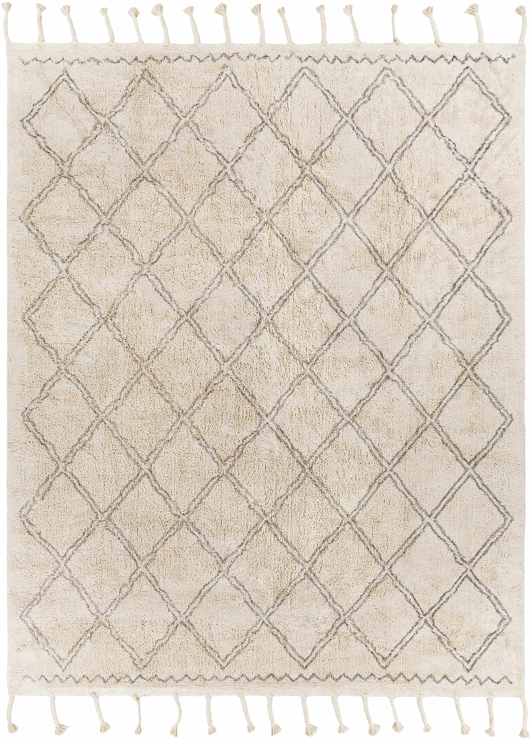 Bohemian Transitional Area Rug 8' x 10' - Gray & Cream Handwoven Rug for Living Room, Bedroom - Hauteloom Harvester Collection | Perfect for Boho Chic Decor, Cozy Home Makeover
