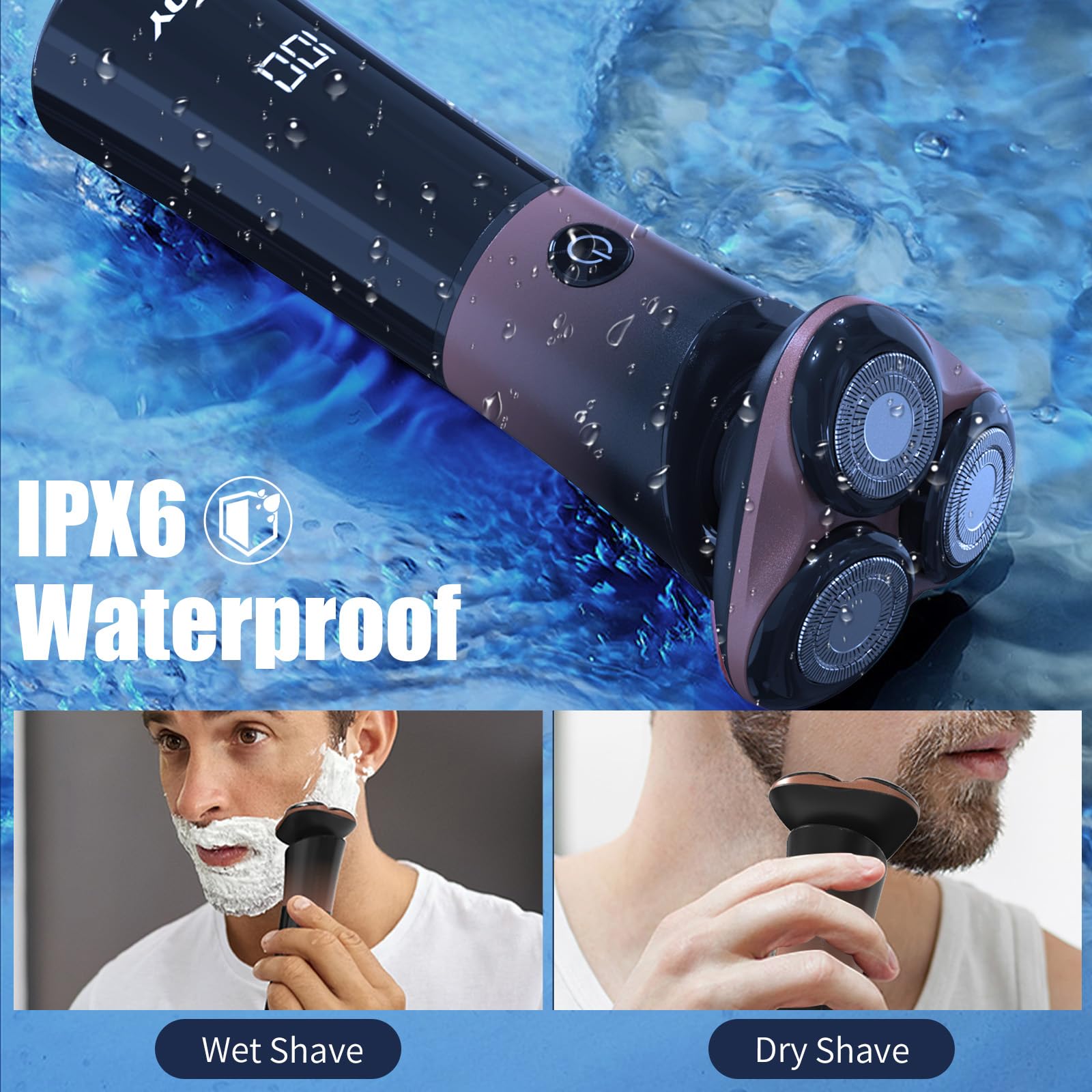 Sejoy Electric Shaver for Men - Rechargeable Cordless Razor with Magnetic Head & Quick Release Blade, Self-Sharpening Technology, IPX6 Waterproof, Long Battery Life - Perfect for Travel, Business Trips & Daily Shaving
