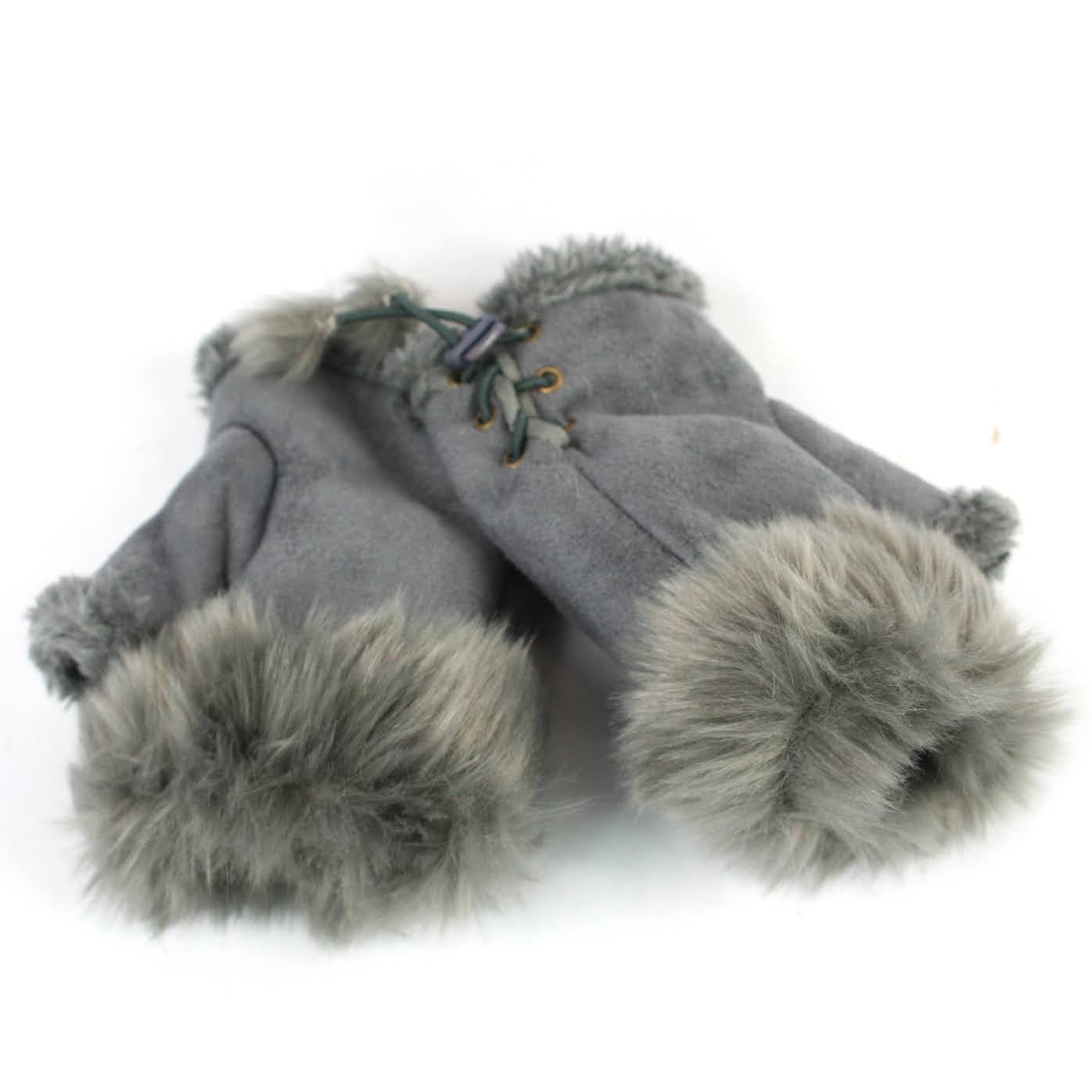 Suede Effect Fingerless Gloves for Women - Stylish Grey Winter Gloves | Perfect for Driving, Typing & Cold Weather Fashion