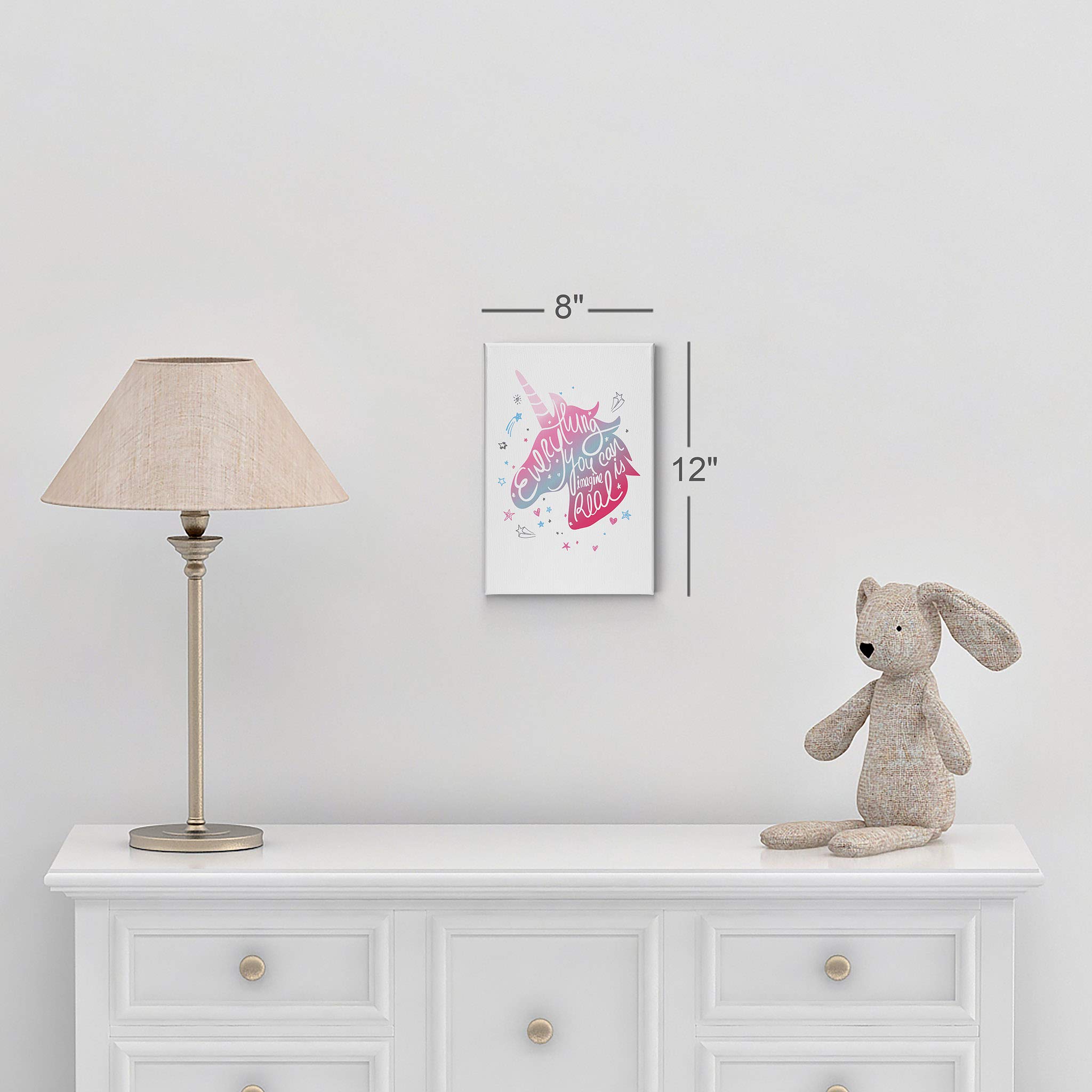 Unicorn Canvas Wall Art - Inspirational Quote 'Everything You Can Imagine Is Real' - Ready to Hang Nursery Decor, Kids Room Decor, Baby Room Wall Art - 36x24 Inch Made in USA - Perfect for Bedrooms, Playrooms & Gift Ideas