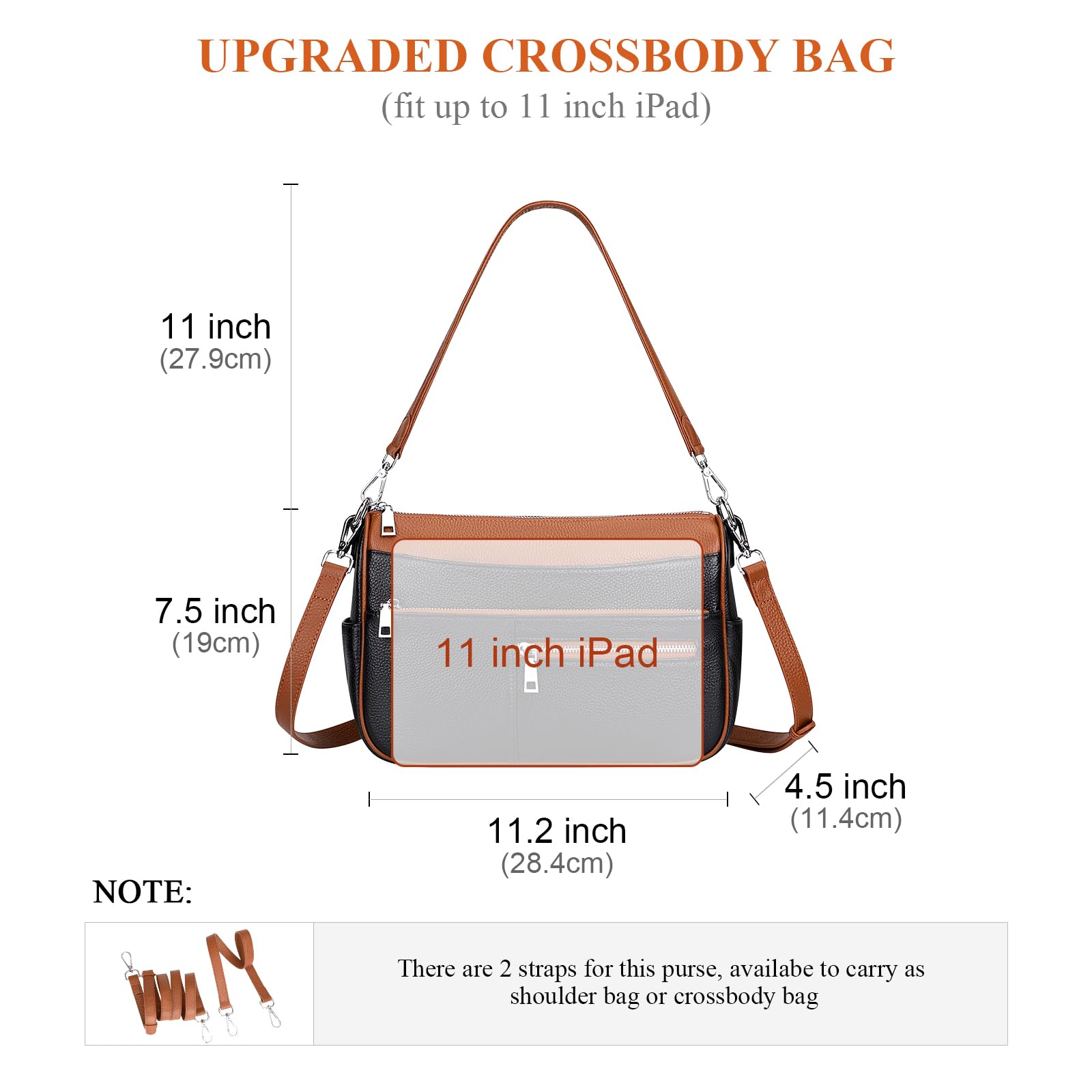 Genuine Leather Shoulder Bag for Women - Small Crossbody Handbag Purse - Stylish & Durable Ladies Handbag for Work, Travel & Everyday Use