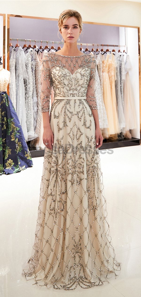 Sparkly Sequin Long Sleeve Mermaid Prom Dress for Evening Party & Formal Events - Elegant Homecoming, Quinceañera, and Special Occasion Gown (Style 12047)