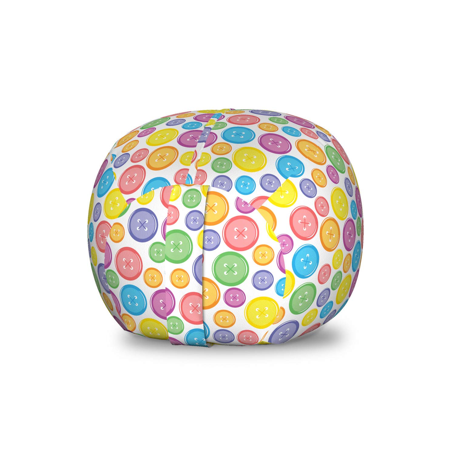 Ambesonne Modern Storage Toy Bag Chair - Circular Button Pattern, Washable Stuffed Animal Organizer for Kids Room (Small, Multicolor) | Perfect for Playroom Organization & Toy Storage