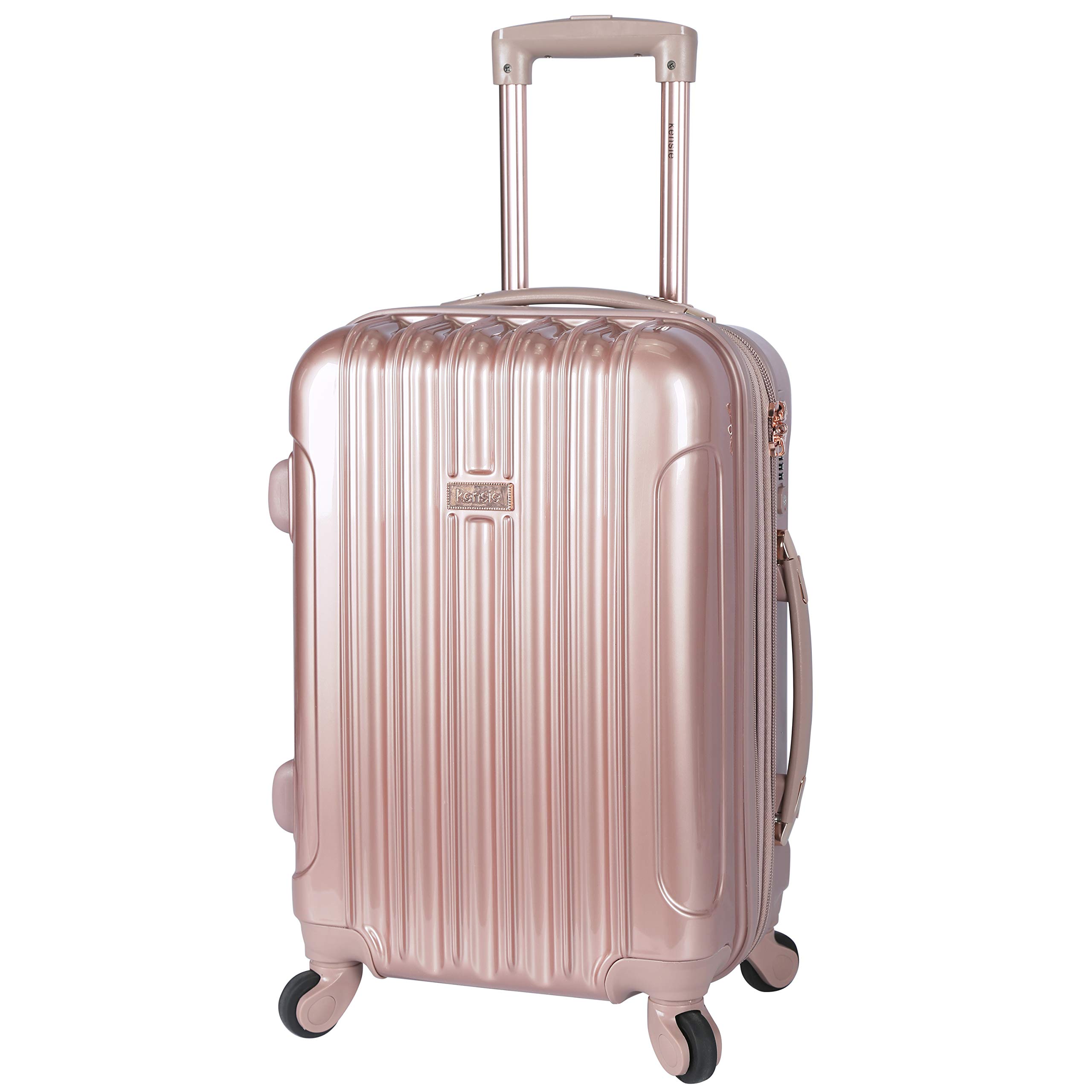 Kensie Women's Alma 20-Inch Rose Gold Carry-On Luggage Set - Lightweight Spinner Suitcase for Travel, Business Trips & Weekend Getaways