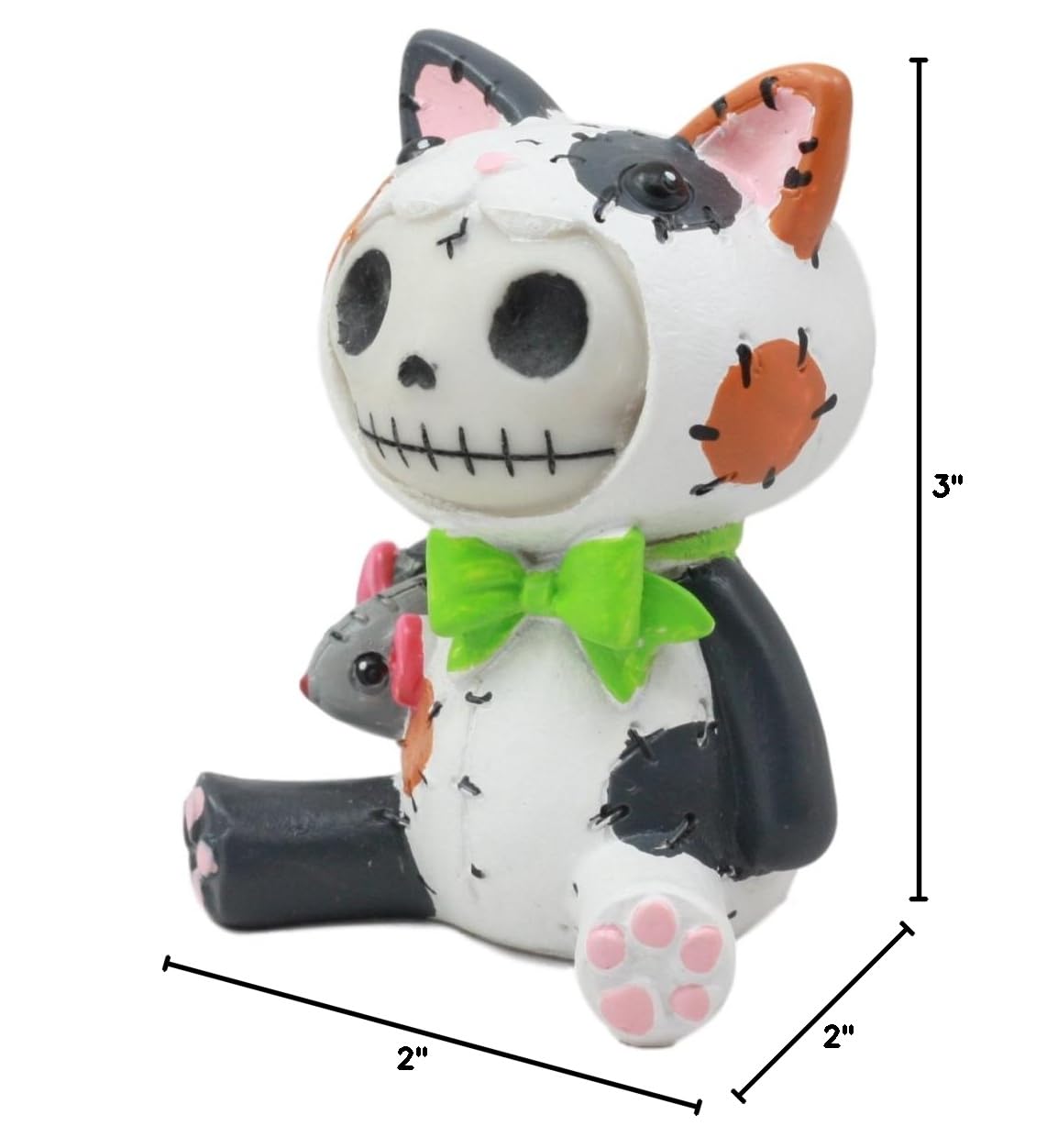 Ebros Furry Bones Stitched Doll Calico Cat Skeleton Figurine 3