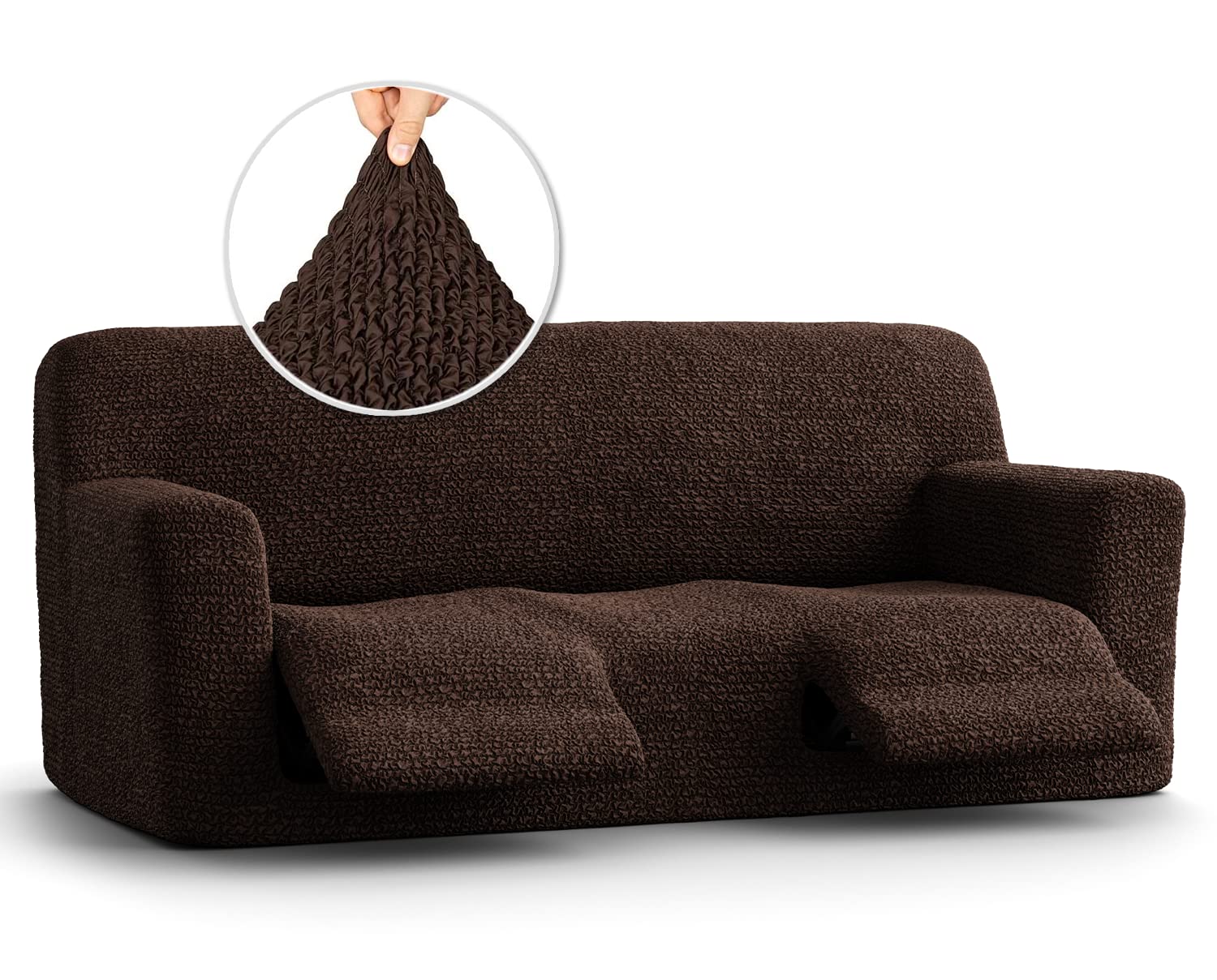 PAULATO BY GA.I.CO. Recliner Sofa Cover - Stretchable 1-Piece Slipcover - Soft Microfiber Furniture Protector - Dark Brown - Perfect for Living Room, Home Theater & Office Use