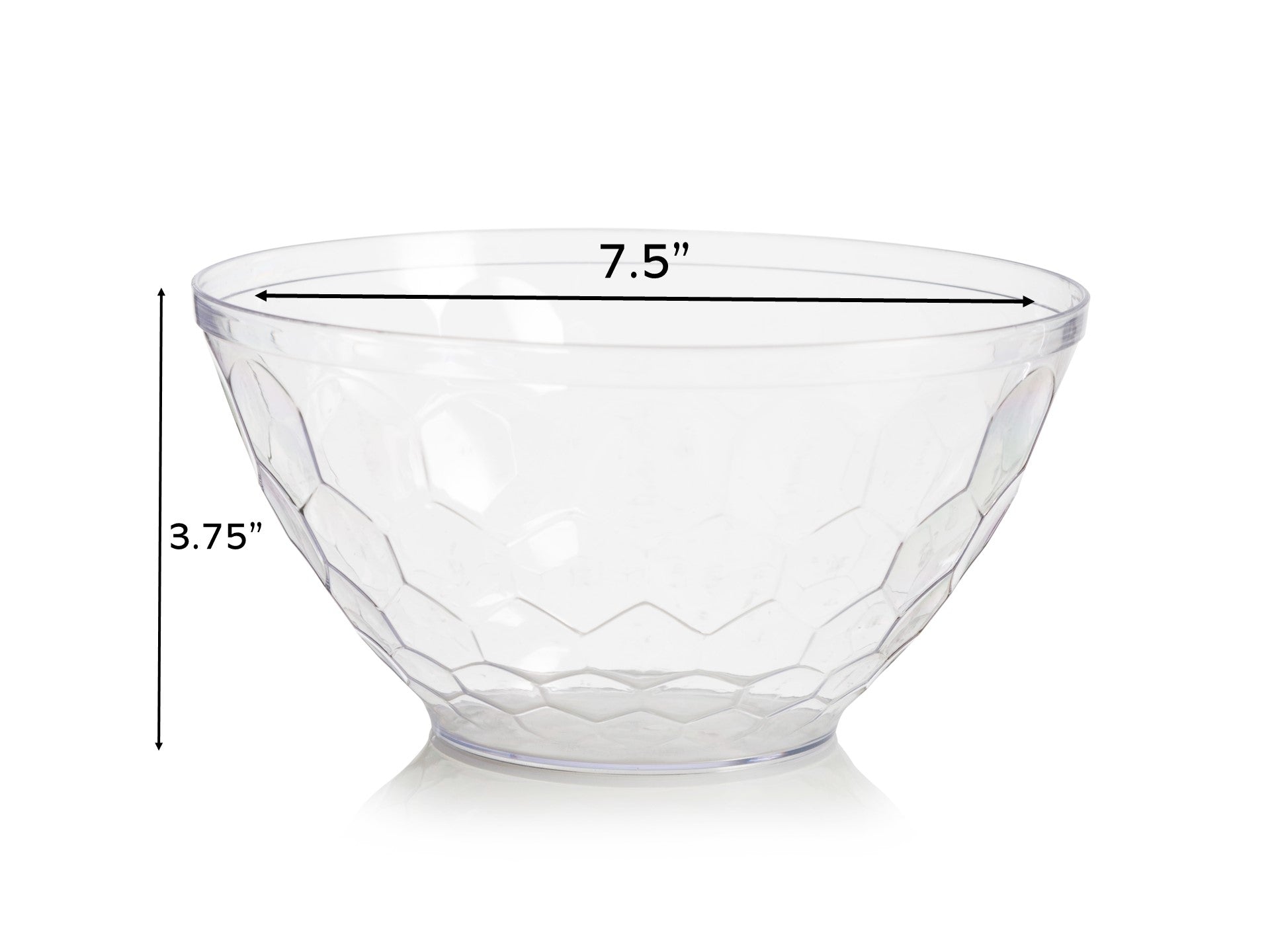 Clear Plastic Embossed Salad Bowl - 1 Pack - Durable & Lightweight Serving Bowl for Fresh Salads, Fruits, Snacks - Perfect for Parties, Picnics, BBQs & Family Dinners