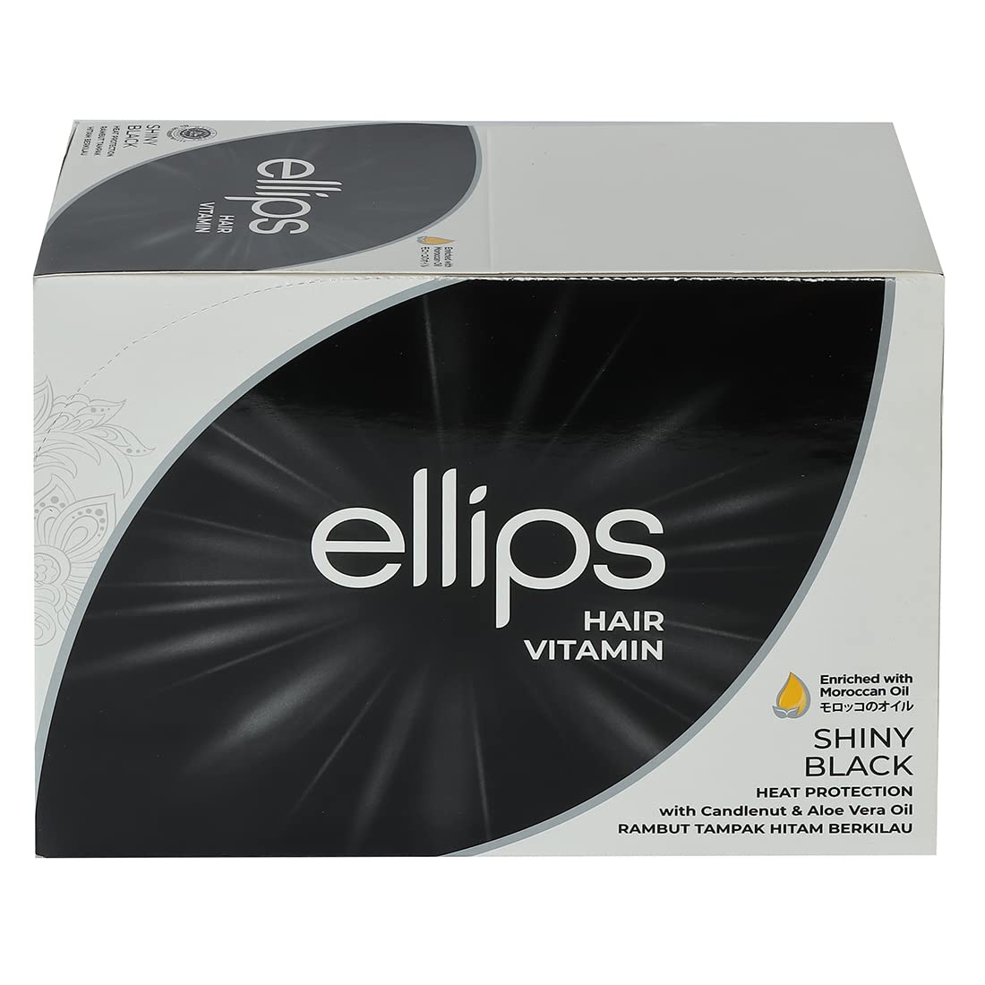 Ellips Hair Serum Shiny Black with Moroccan Argan Oil - 72ml Travel Pack (12 Pack) - Intensifies Natural Hair Color & Shine with Candle Nut & Aloe Vera Oils - Instant Results for Damaged, Dry & Frizzy Hair - Perfect for Travel, Daily Styling & Salon Treatments
