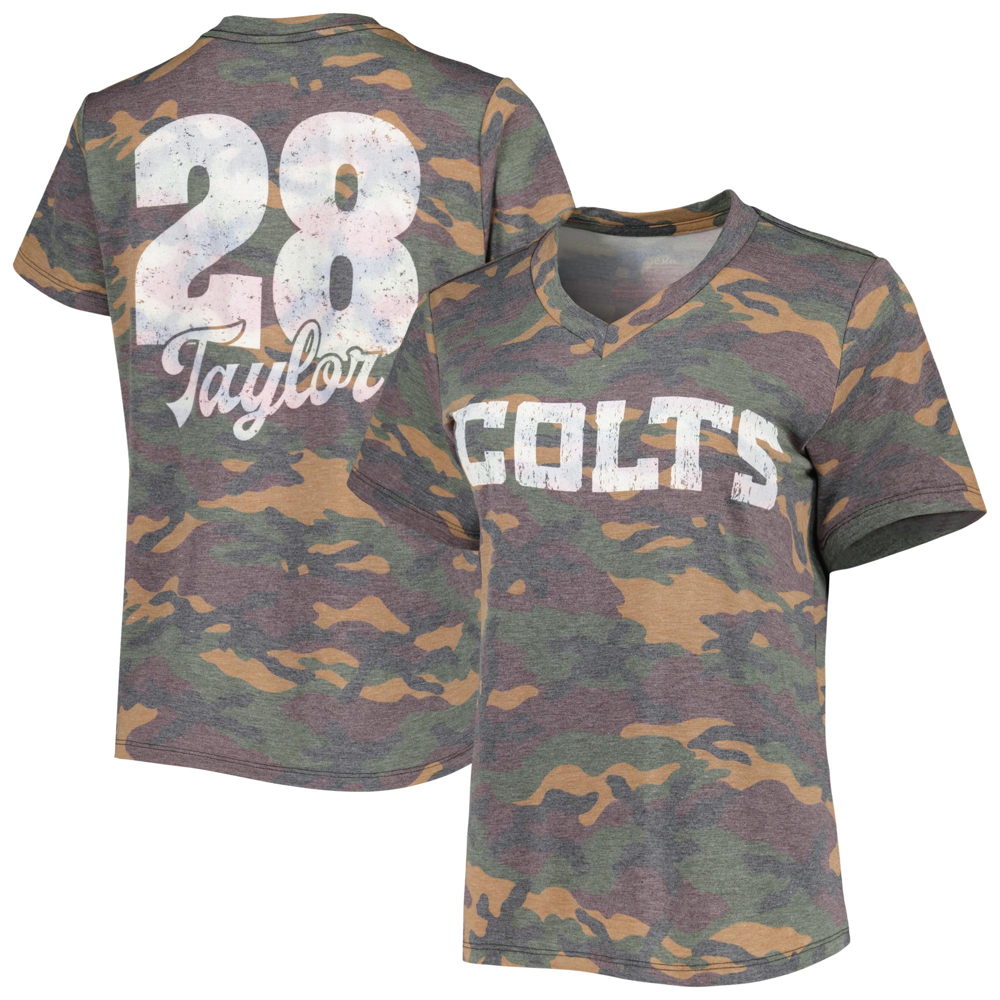 Women's NFL Name & Number V-Neck Tri-Blend T-Shirt - Soft Vintage Style Football Jersey Tee for Game Day, Tailgating & Fan Apparel