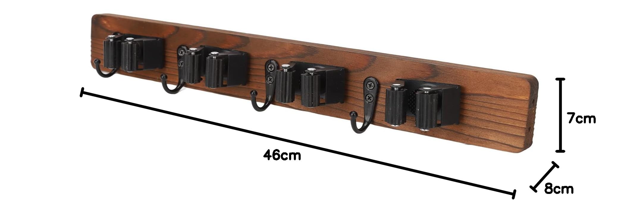 POTRUWE Wall Mount Broom Holder - Heavy Duty Metal Mop Hanger with 4 Racks & 4 Hooks for Laundry Room Organization - Space Saving Utility Rack for Brooms, Mops, Cleaning Tools (Perfect for Garage, Closet & Home Storage)